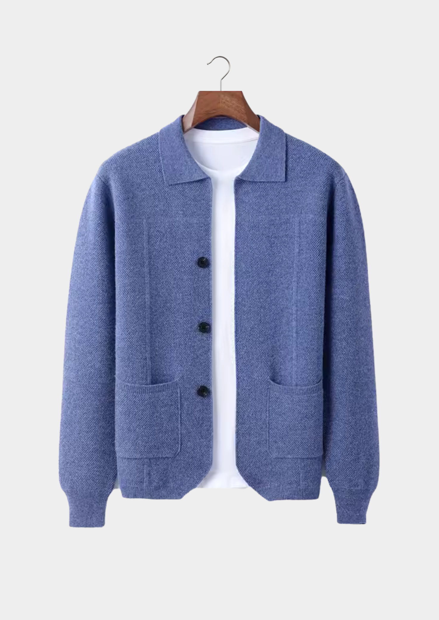 Men’s Button-Front Knit Cardigan with Patch Pockets