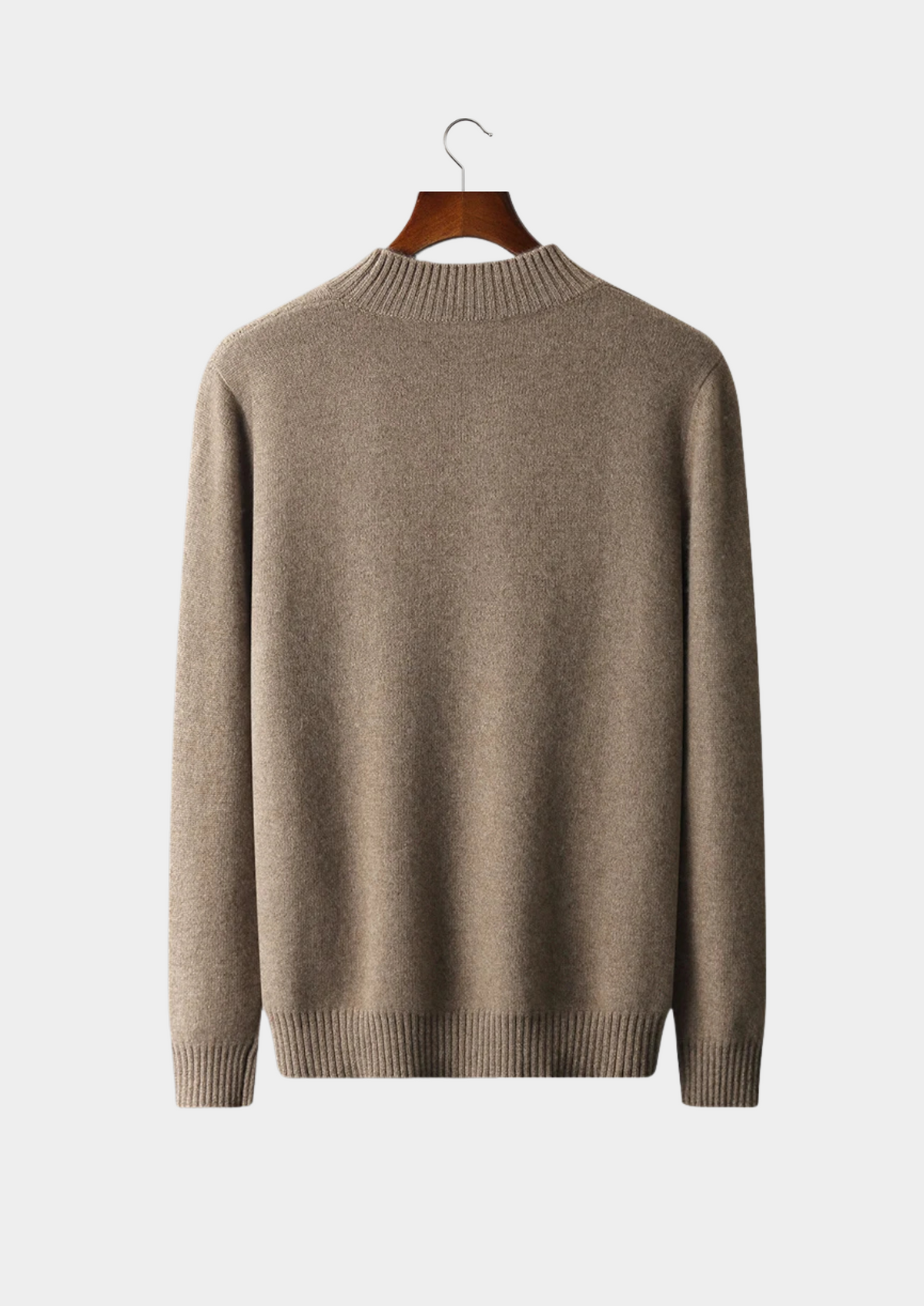 Men’s Cashmere Cable Knit Mock Neck Sweater with Long Sleeves