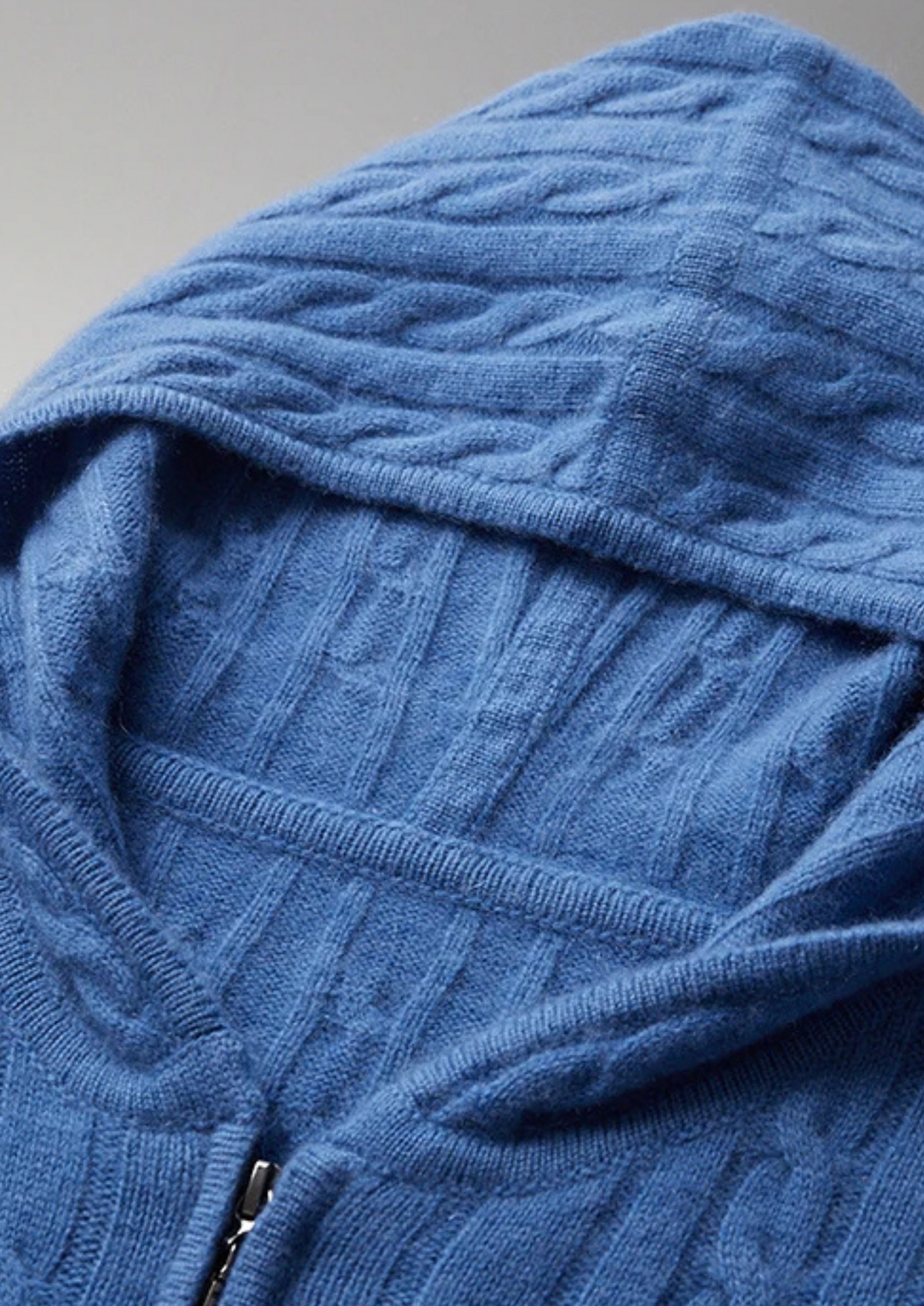 Men’s Cashmere Cable Knit Full-Zip Hoodie