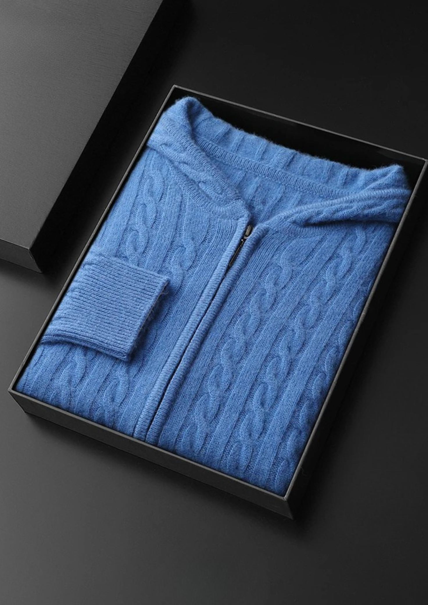 Men’s Cashmere Cable Knit Full-Zip Hoodie