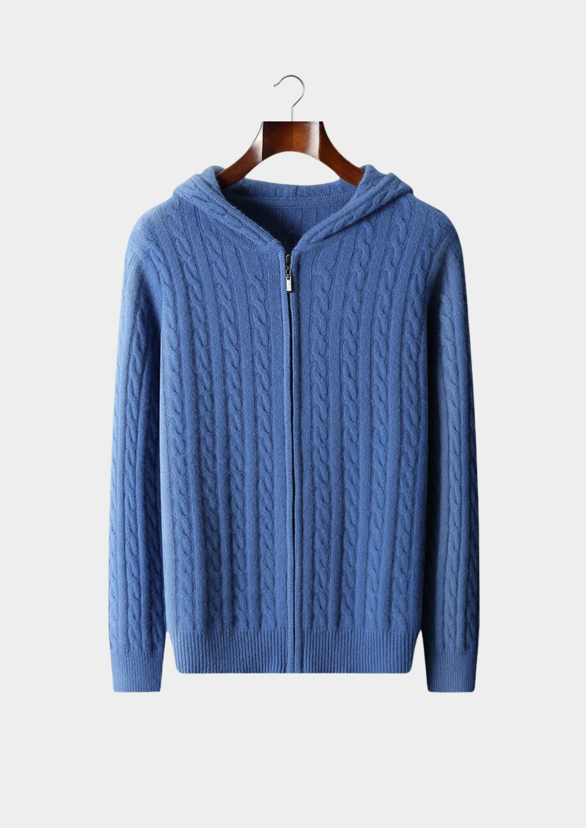 Men’s Cashmere Cable Knit Full-Zip Hoodie