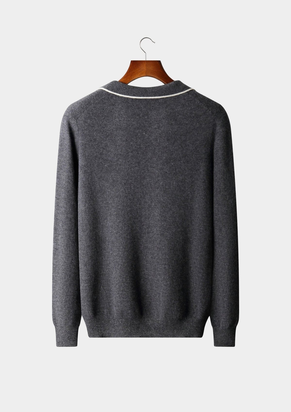 Men's Cashmere Contrast-Color Open Polo Sweater