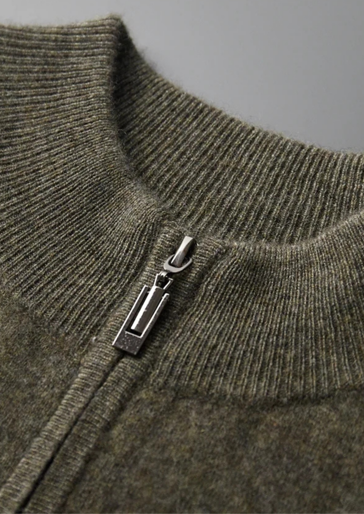 Men’s Cashmere Full-Zip Cardigan with Stand Collar