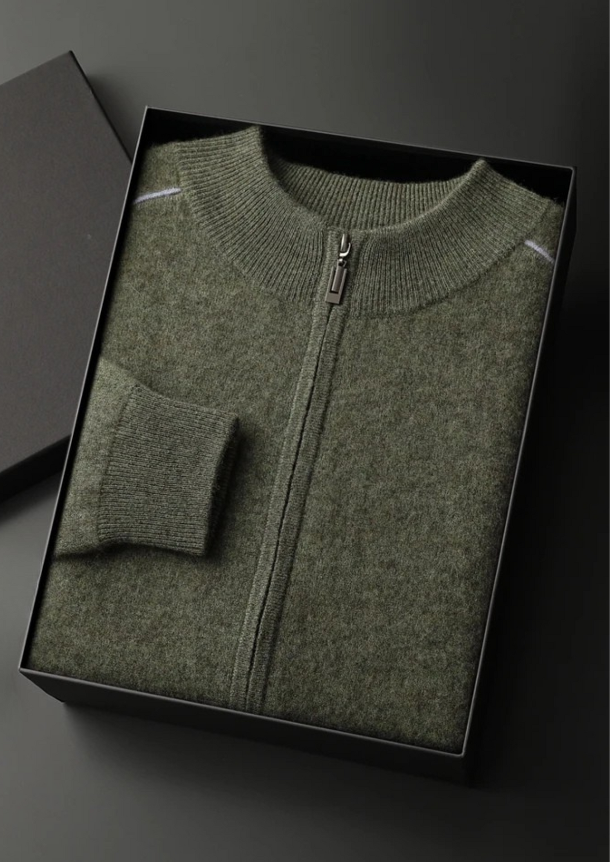 Men’s Cashmere Full-Zip Cardigan with Stand Collar