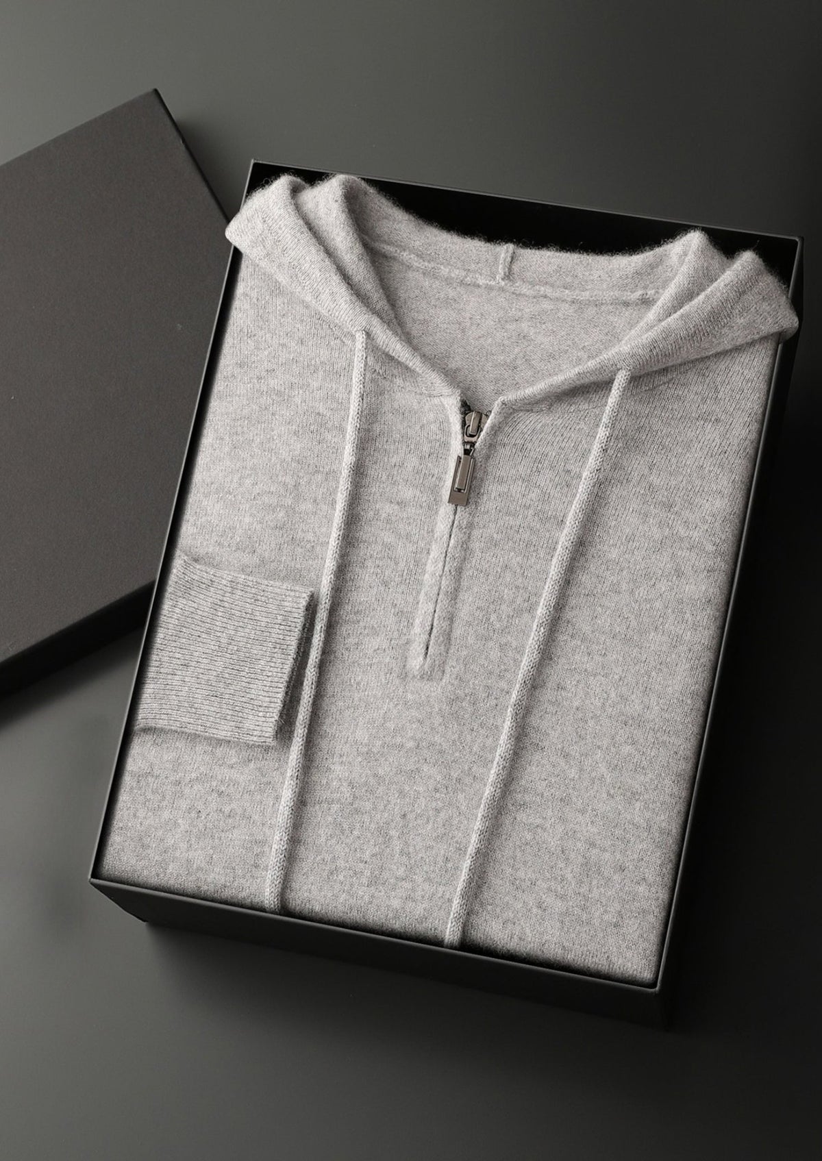 Men's Cashmere Half-Zip Hooded Pullover Sweater