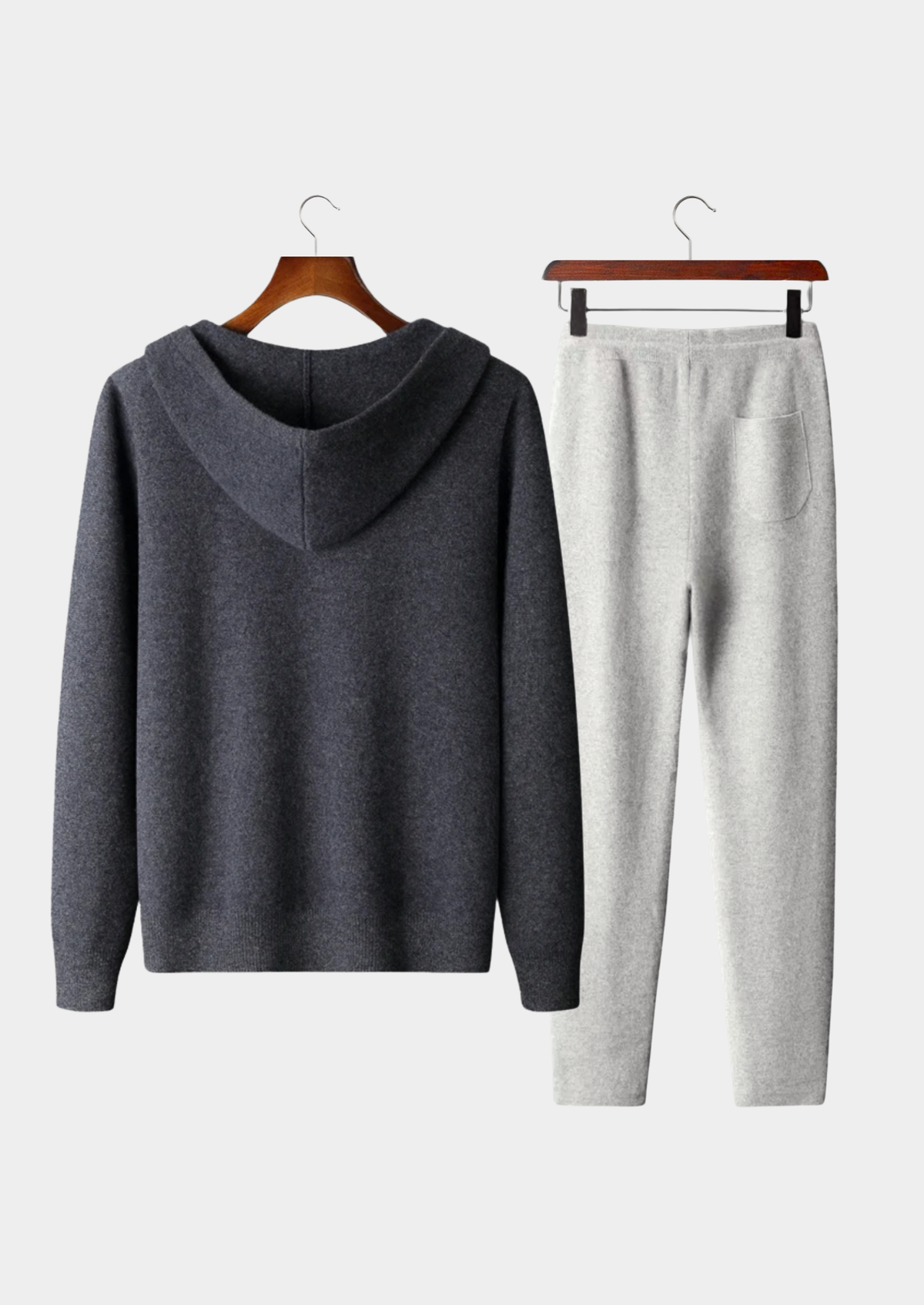Men’s Cashmere Hooded Tracksuit Set with Full-Zip Closure