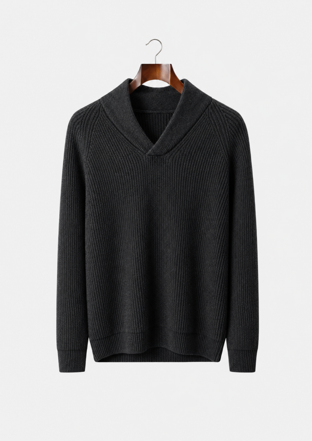Men's Cashmere Ribbed V-Neck Pullover Sweater