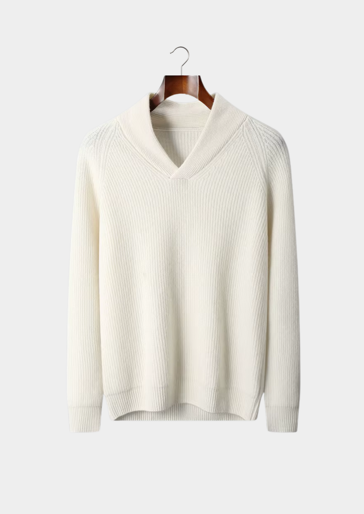 Men's Cashmere Ribbed V-Neck Pullover Sweater