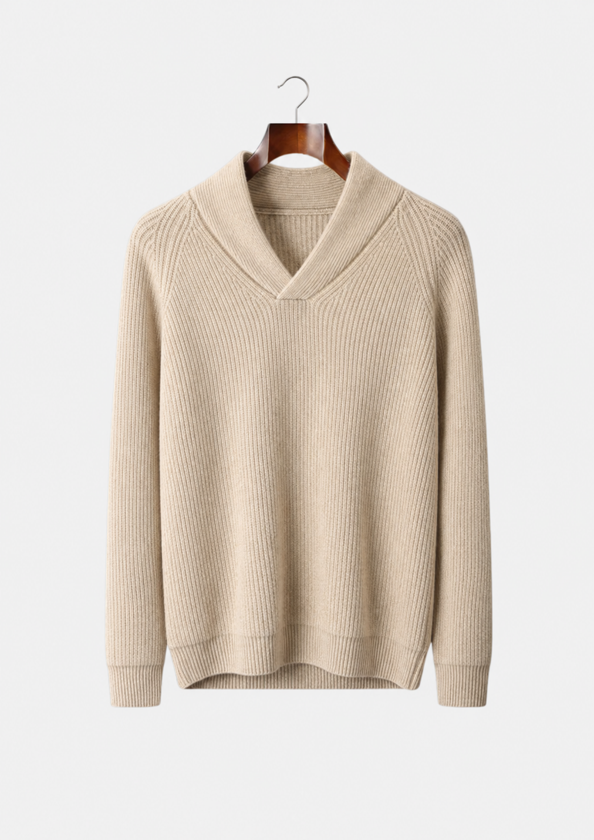 Men's Cashmere Ribbed V-Neck Pullover Sweater