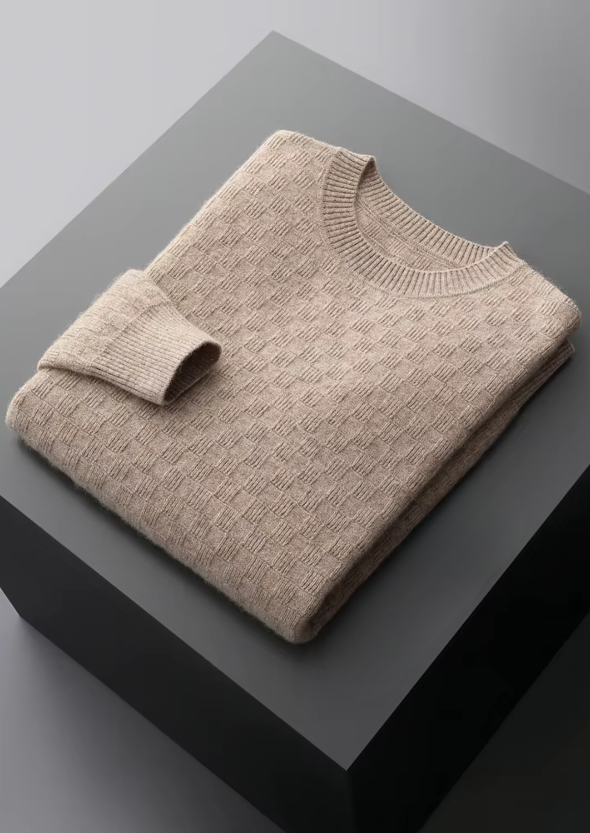 Men's Cashmere Textured All-Over Crewneck Sweater