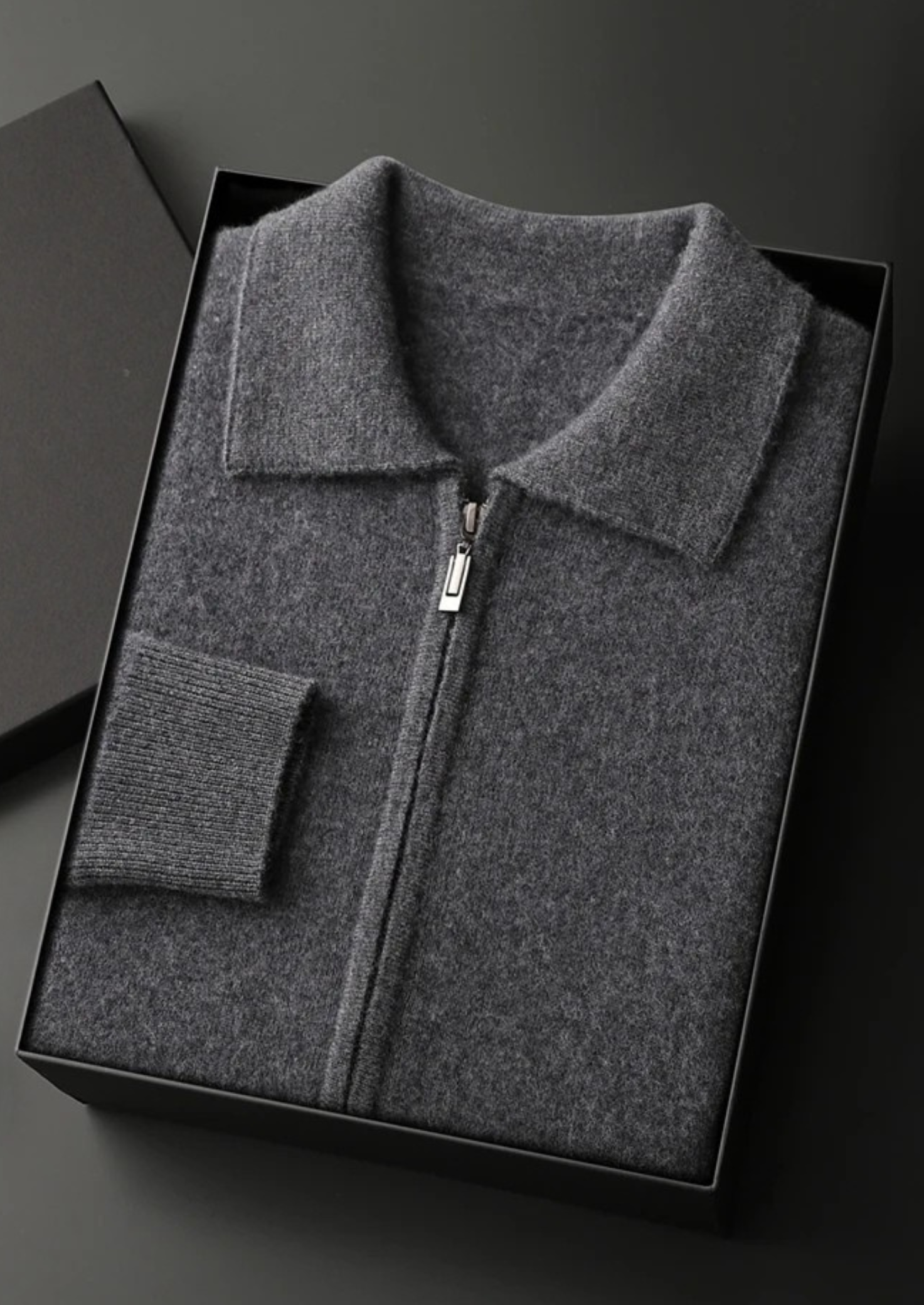 Men’s Collared Full-Zip Cardigan with Side Pockets