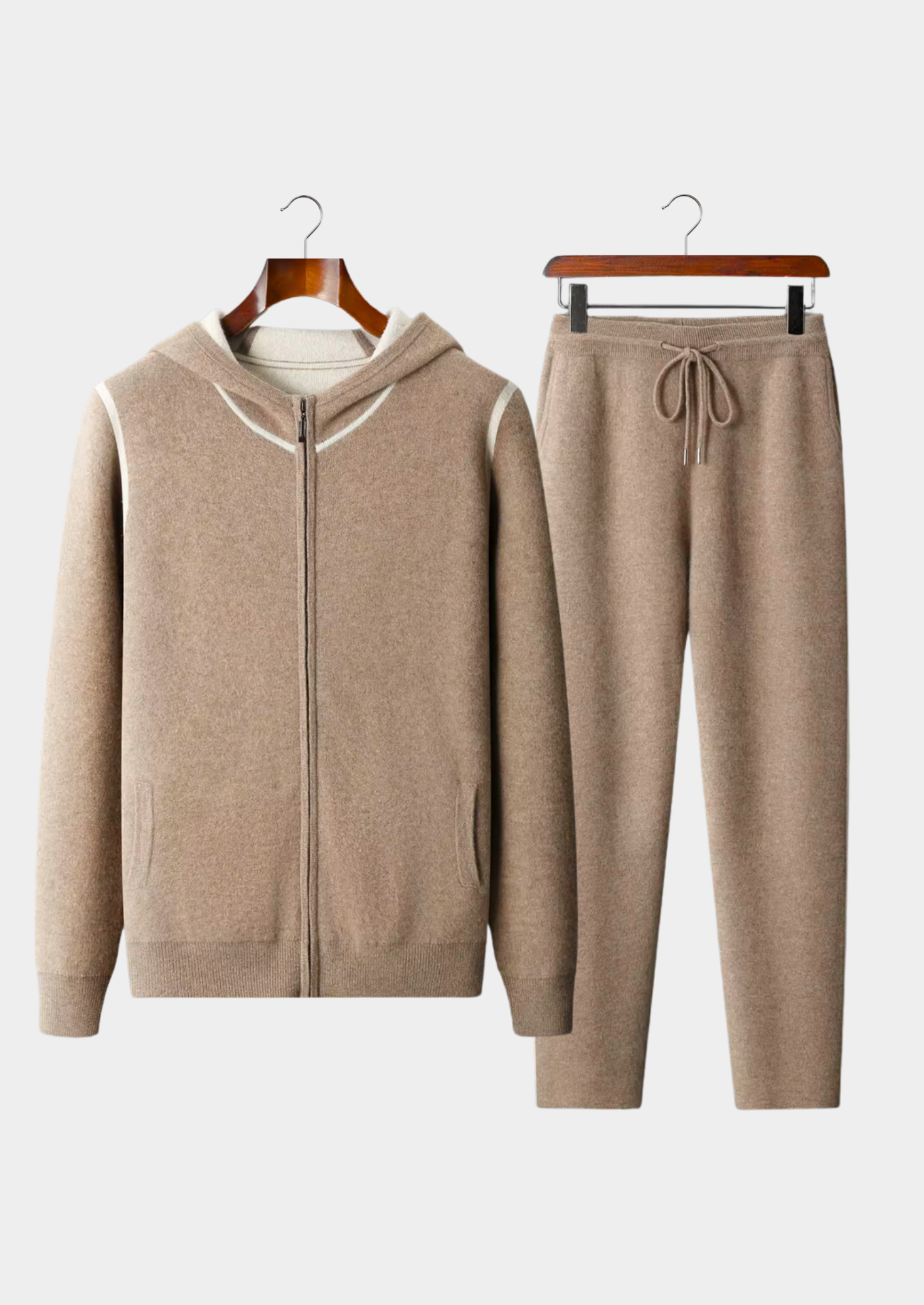 Men’s Full-Zip Hoodie Set with Contrast Trim