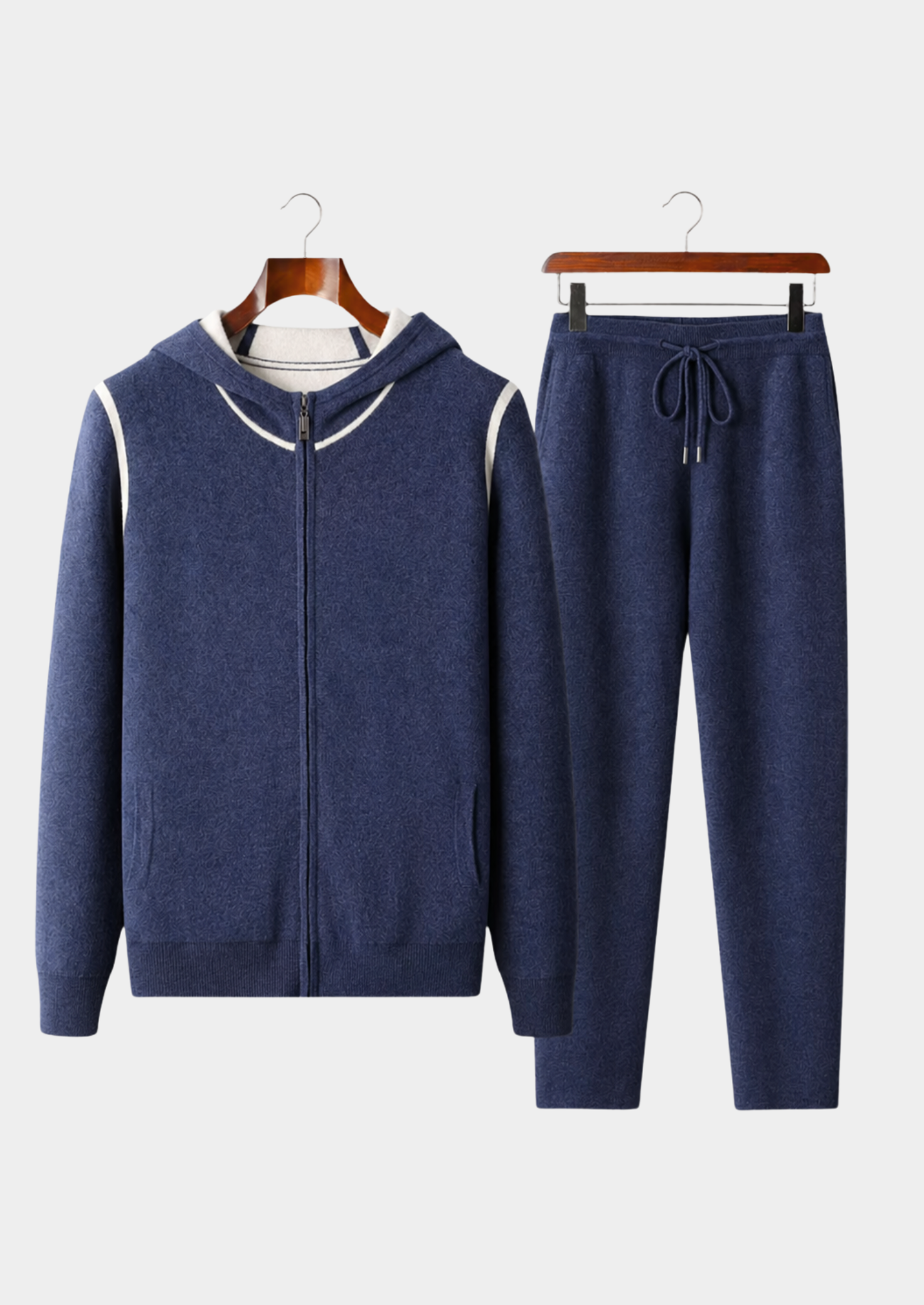 Men’s Full-Zip Hoodie Set with Contrast Trim