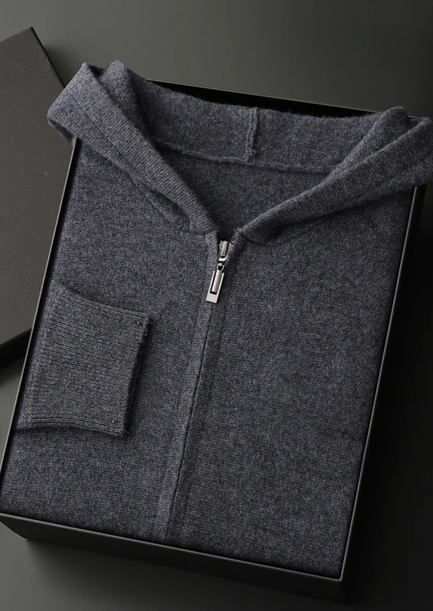 Men’s Full-Zip Knit Hoodie with Plain Finish