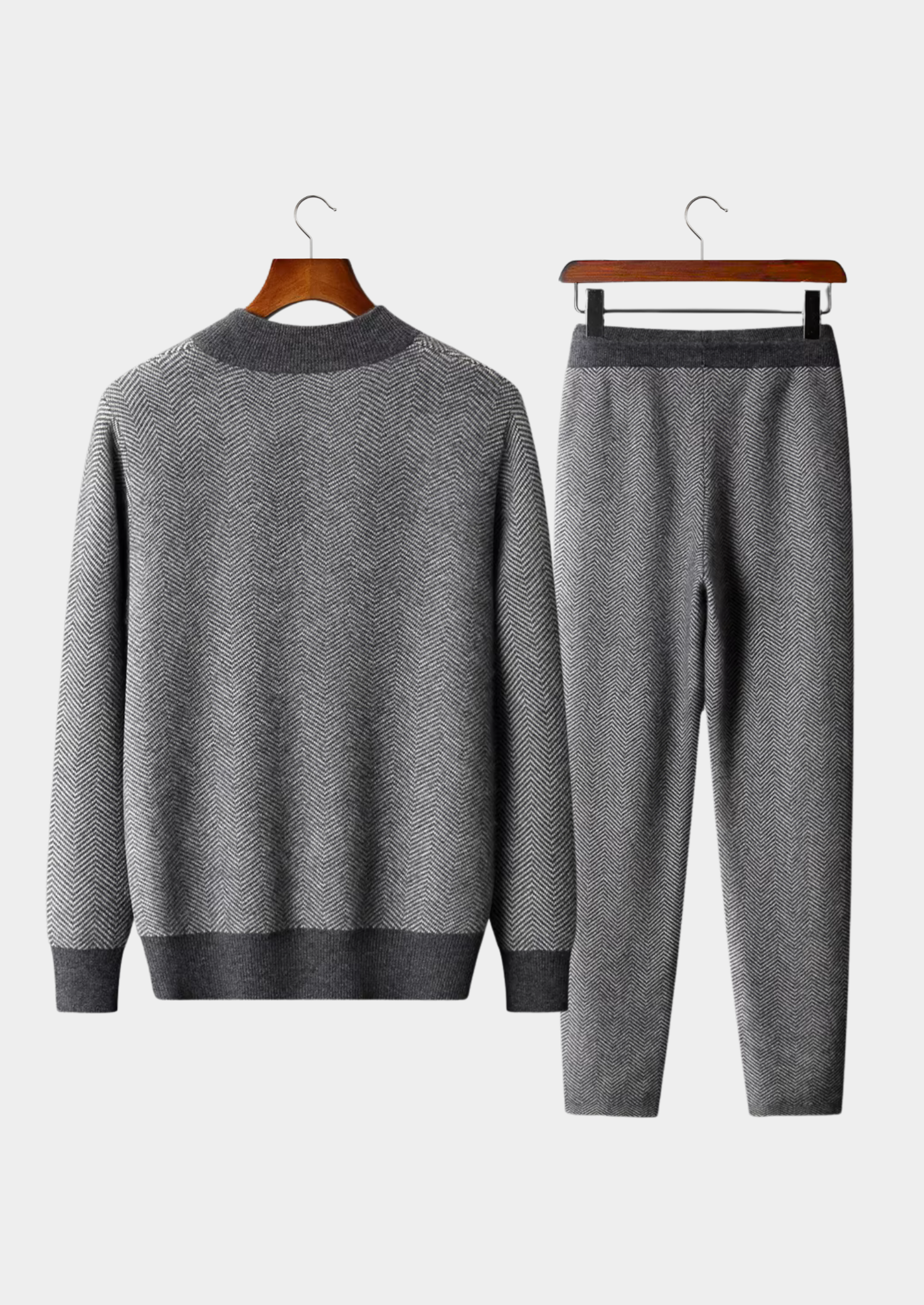 Men’s Herringbone Zip Cardigan Set with Drawstring Pants