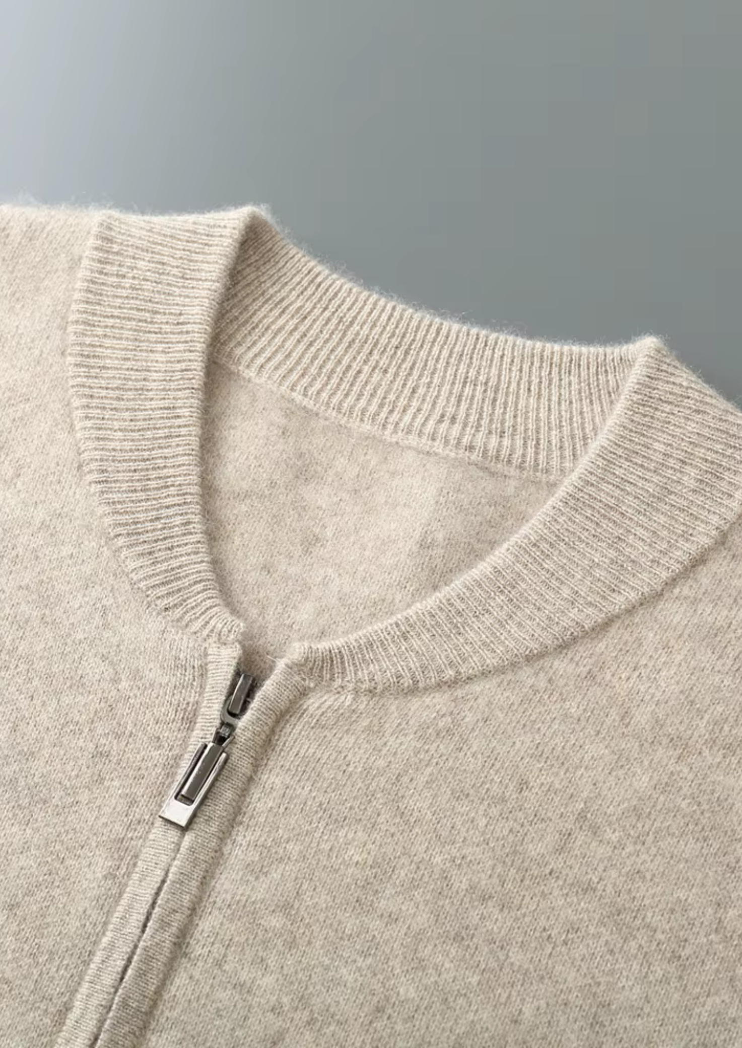 Men’s Knit Zip-Up Cardigan with V-Neck