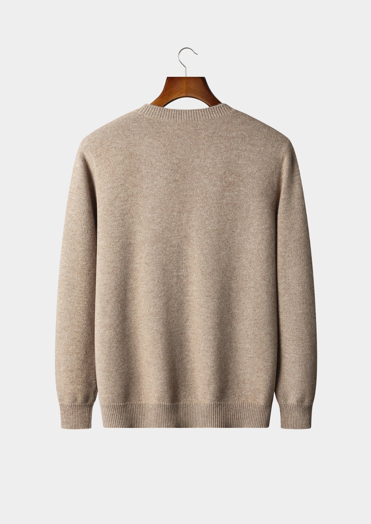 Men's Merino Wool Button-Front Cardigan with Round Neckline