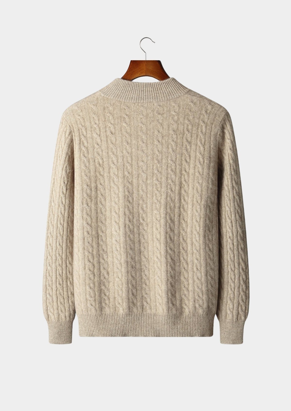 Men's Merino Wool Cable Knit Full-Zip Cardigan