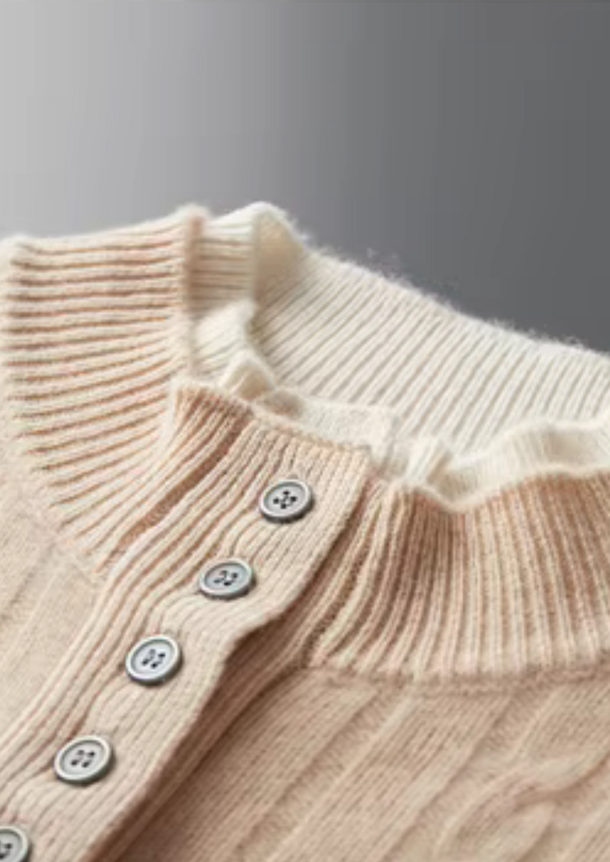 Men's Merino Wool Cable Knit Henley Sweater with Buttons
