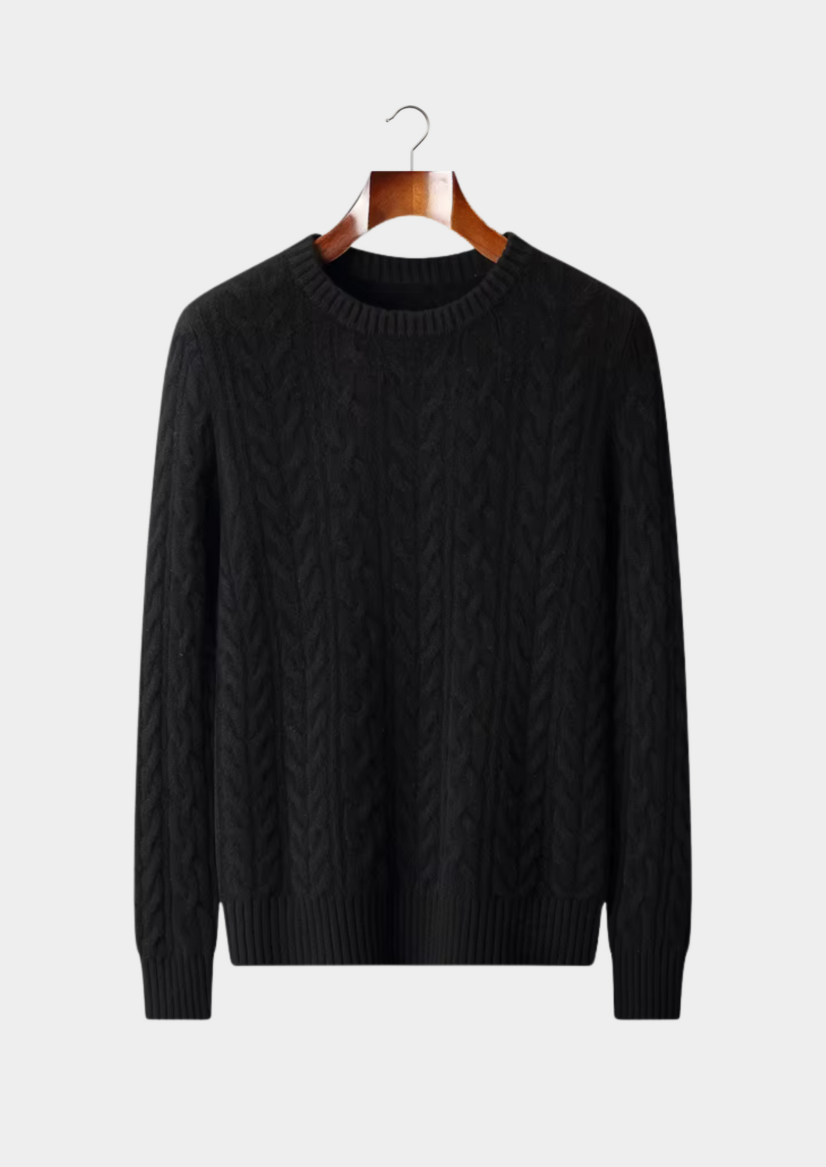 Men's Merino Wool Cable Stitch Crewneck Sweater