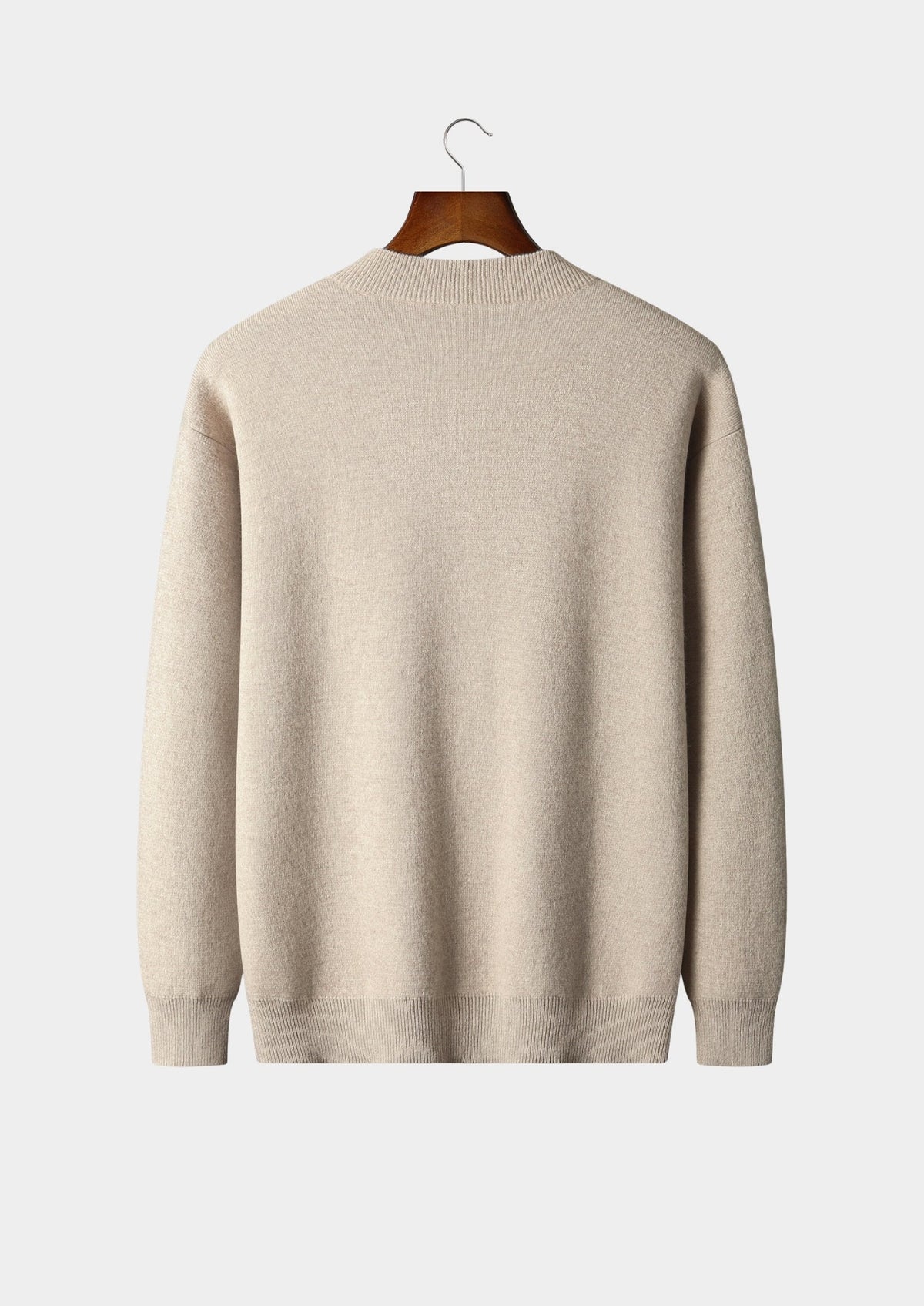 Men's Merino Wool Collarless Zip Cardigan with Patch Pockets