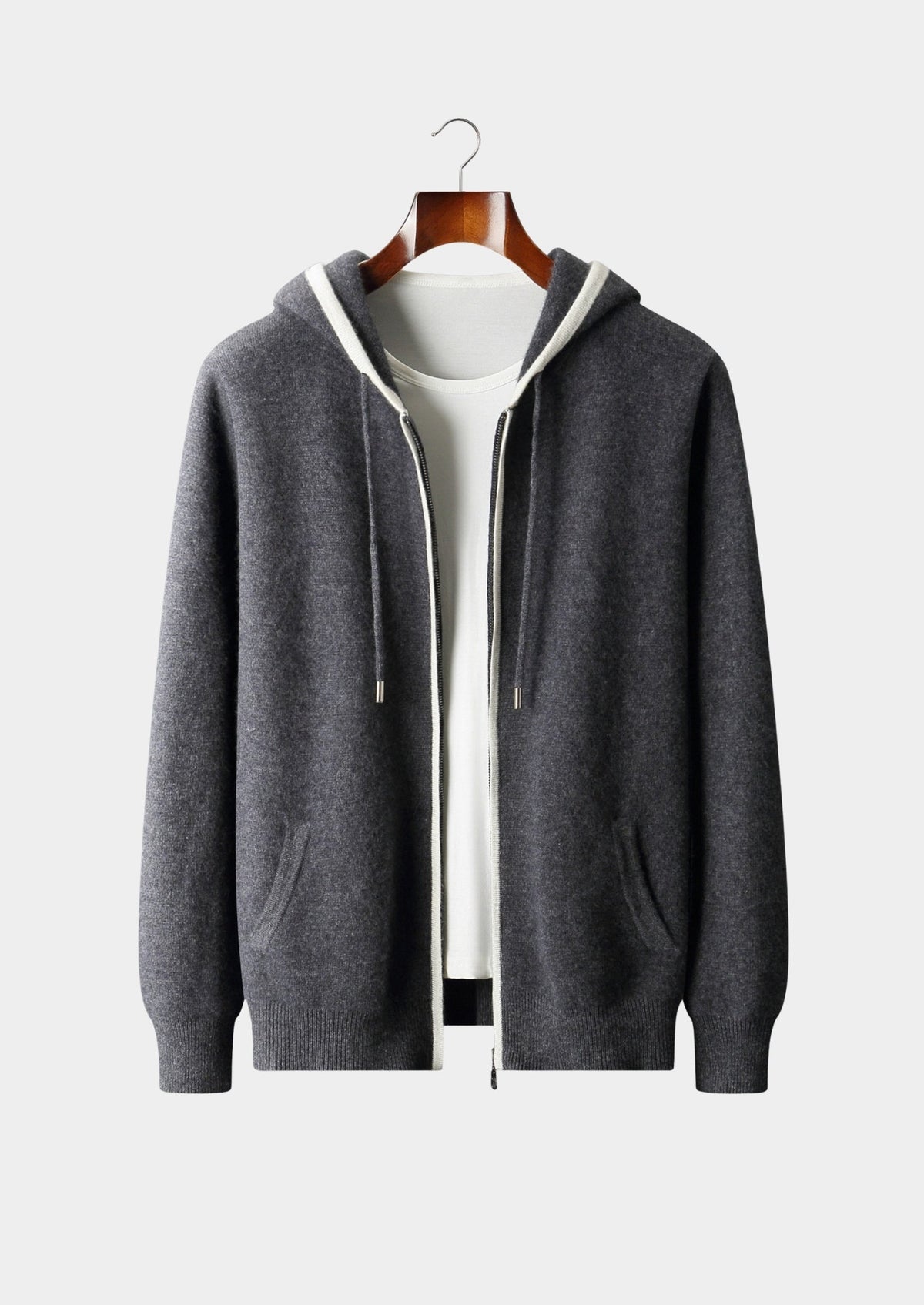 Men's Merino Wool Color-Block Zip-Up Hoodie