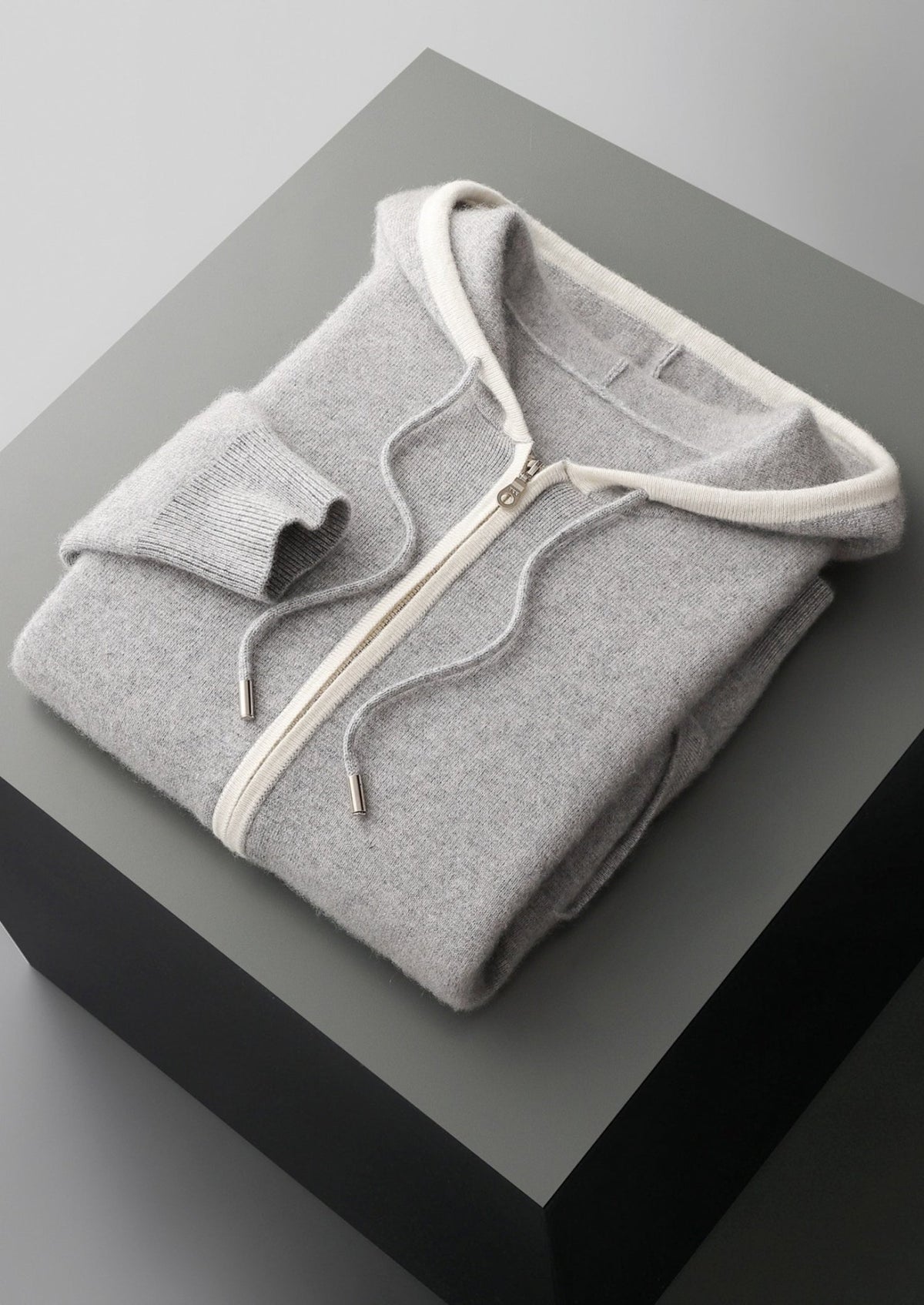 Men's Merino Wool Color-Block Zip-Up Hoodie