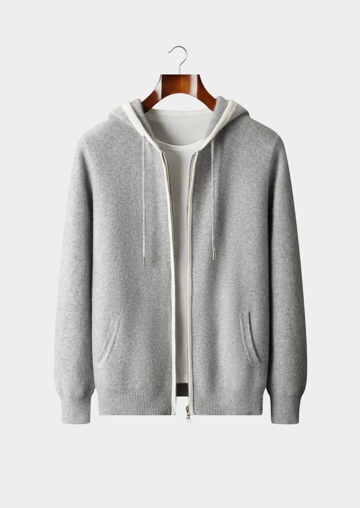 Men's Merino Wool Color-Block Zip-Up Hoodie