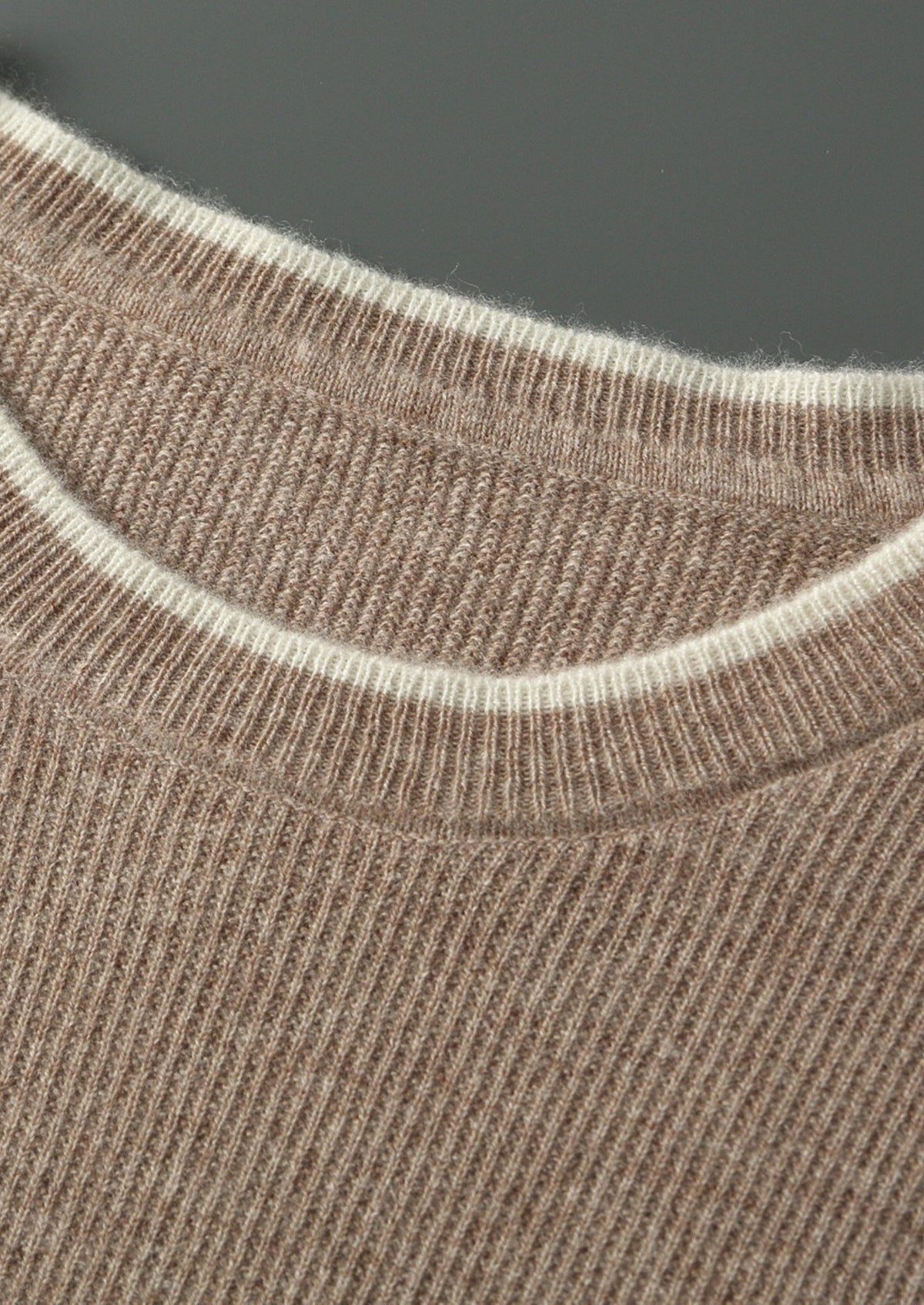 Men's Merino Wool Crewneck Sweater with Contrast Tipped Trim