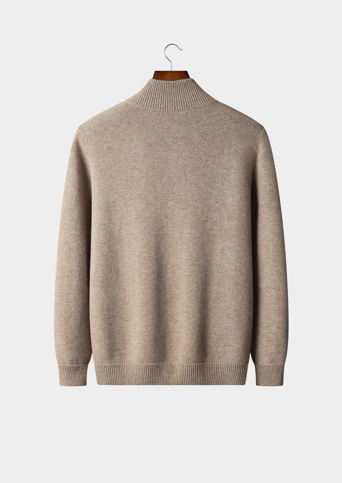 Men’s Merino Wool Full-Zip Cardigan with Stand Collar