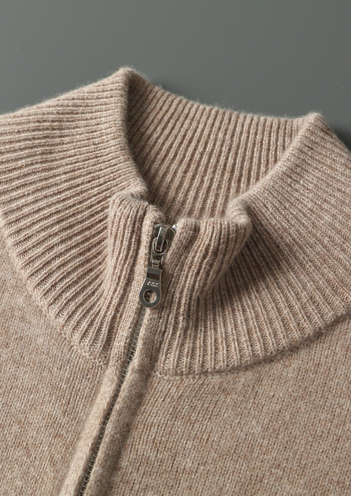 Men’s Merino Wool Full-Zip Cardigan with Stand Collar