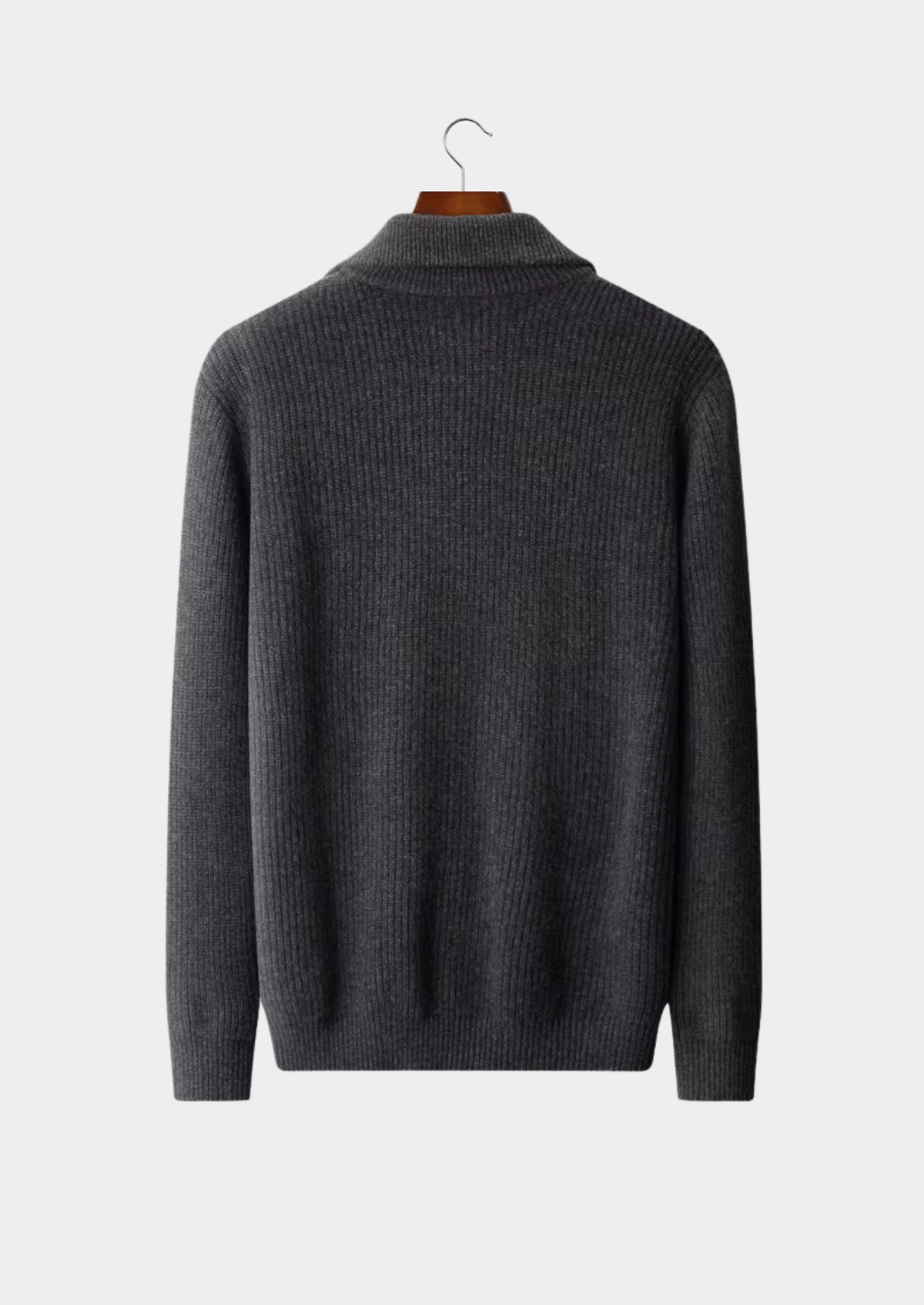 Men's Merino Wool Funnel Neck Dual-Zip Longline Cardigan
