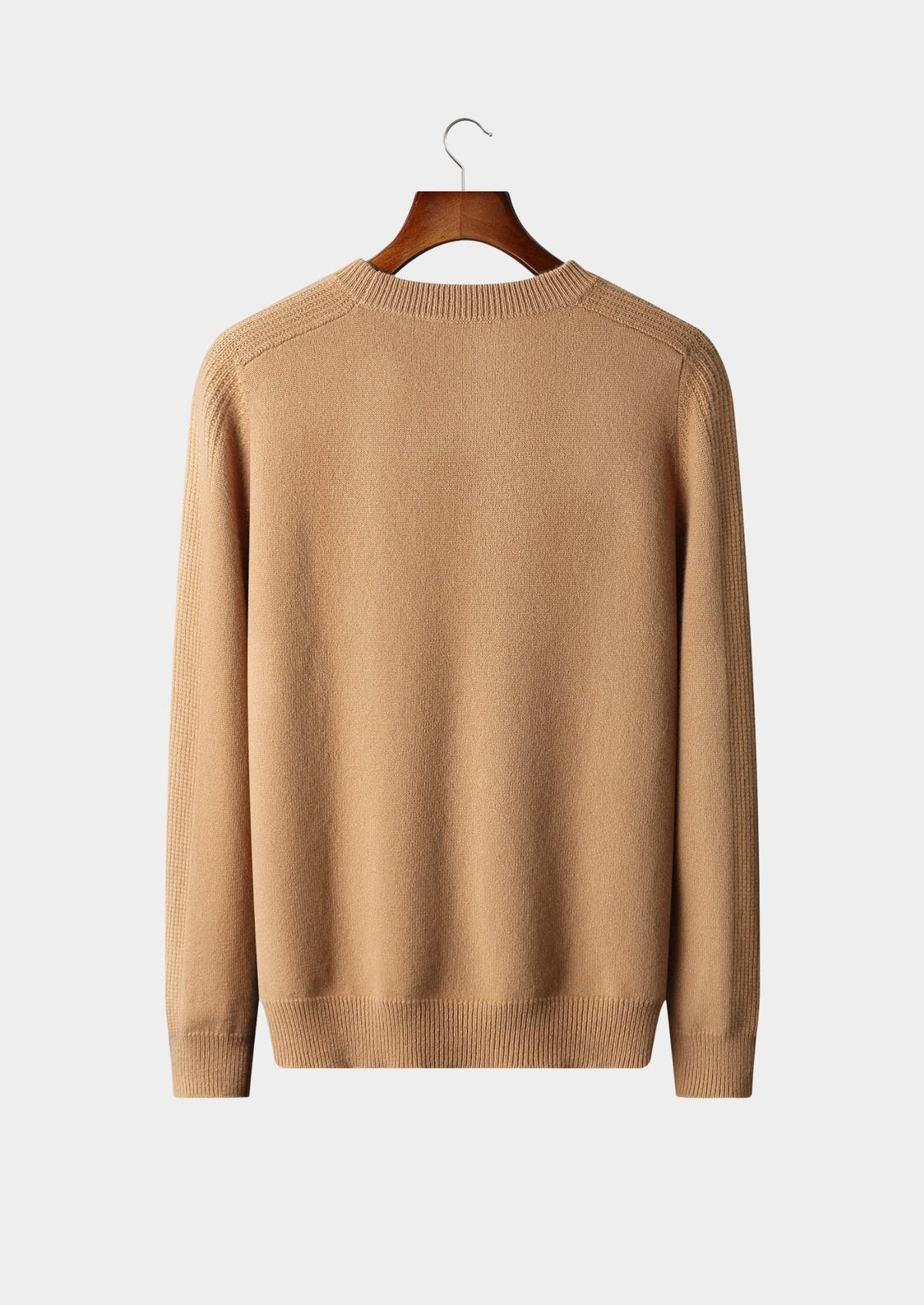 Men's Merino Wool Ribbed Crewneck Sweater with Ribbed Cuffs