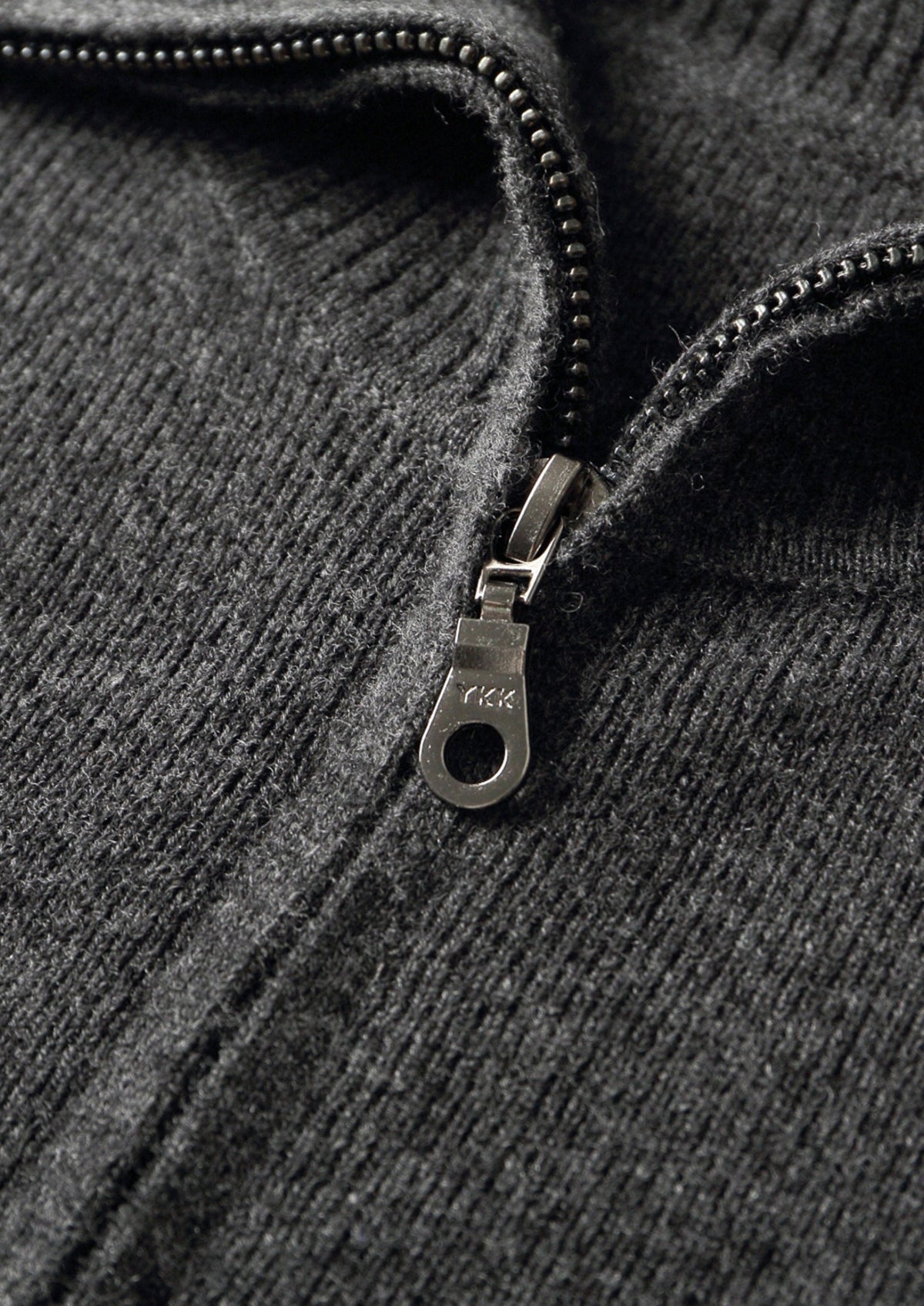 Men's Merino Wool Funnel Neck Full-Zip Cardigan with Ribbed Trim