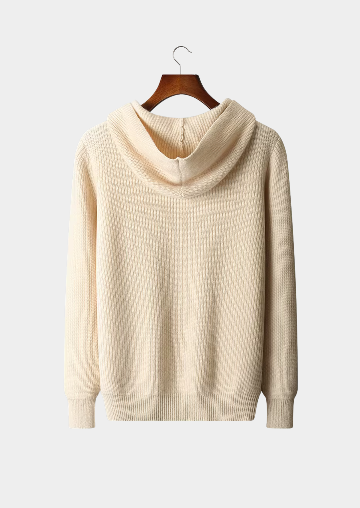 Men's Merino Wool Half-Zip Hooded Sweater with Drawstring