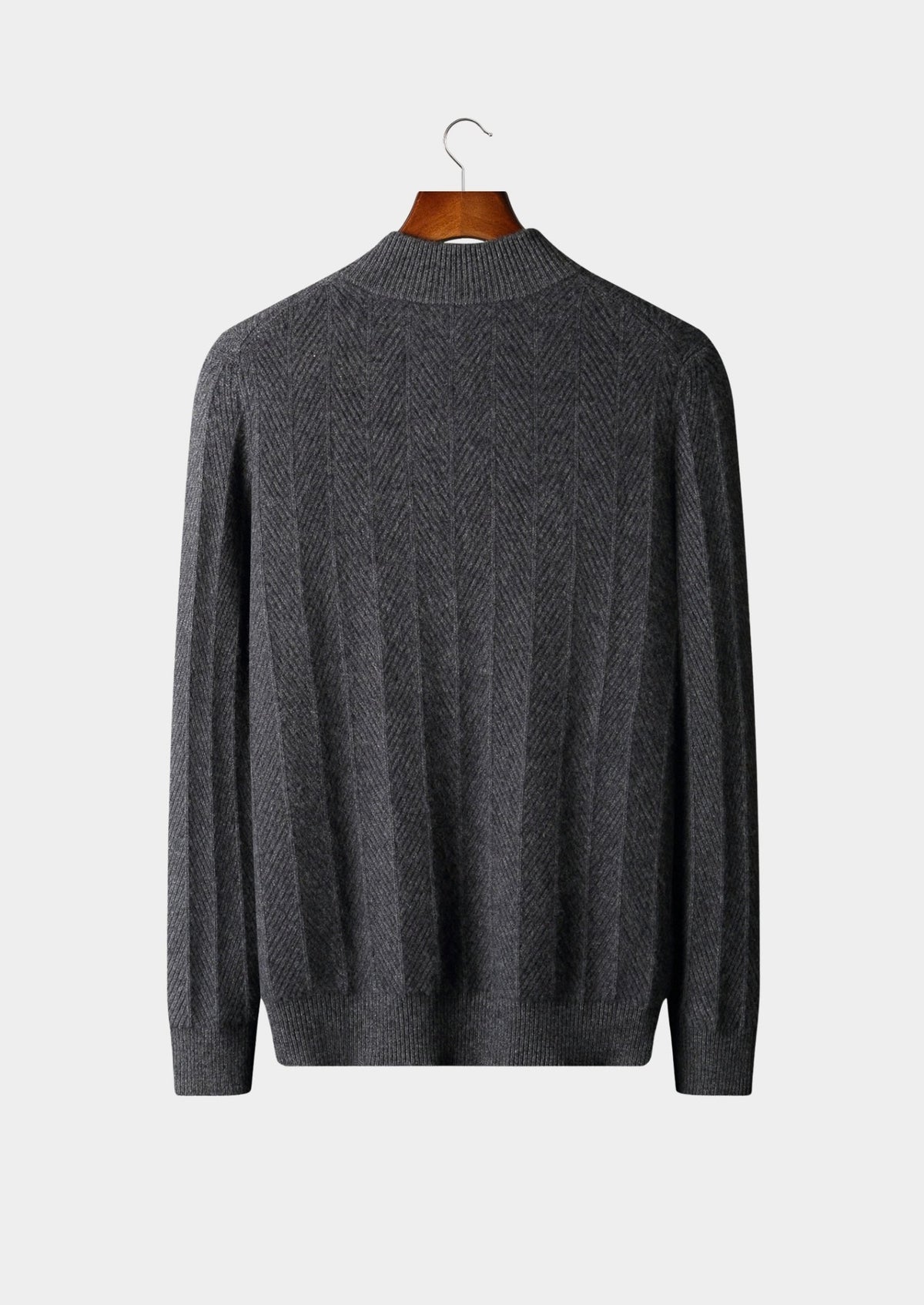 Men's Merino Wool Herringbone Quarter-Zip Sweater