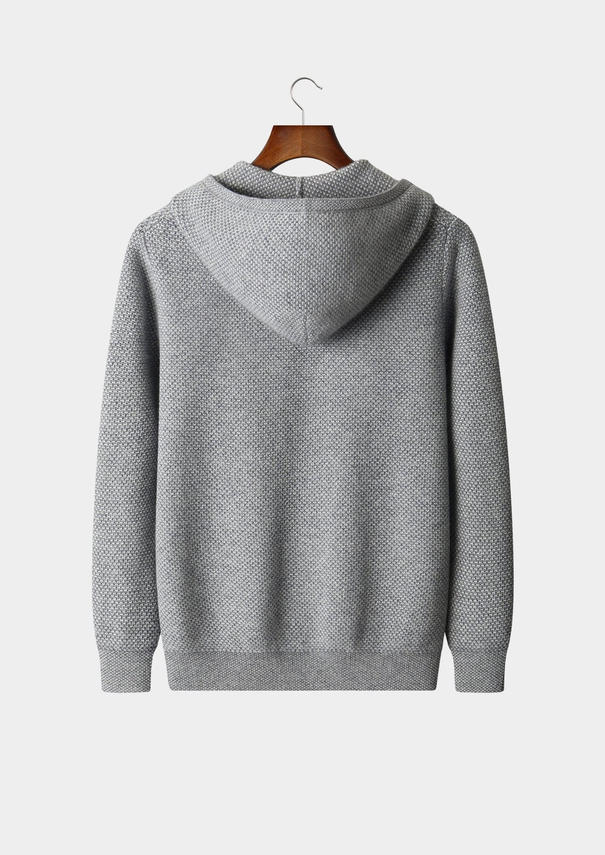 Men's Merino Wool Jacquard Dual-Zip Hoodie with Side Pockets