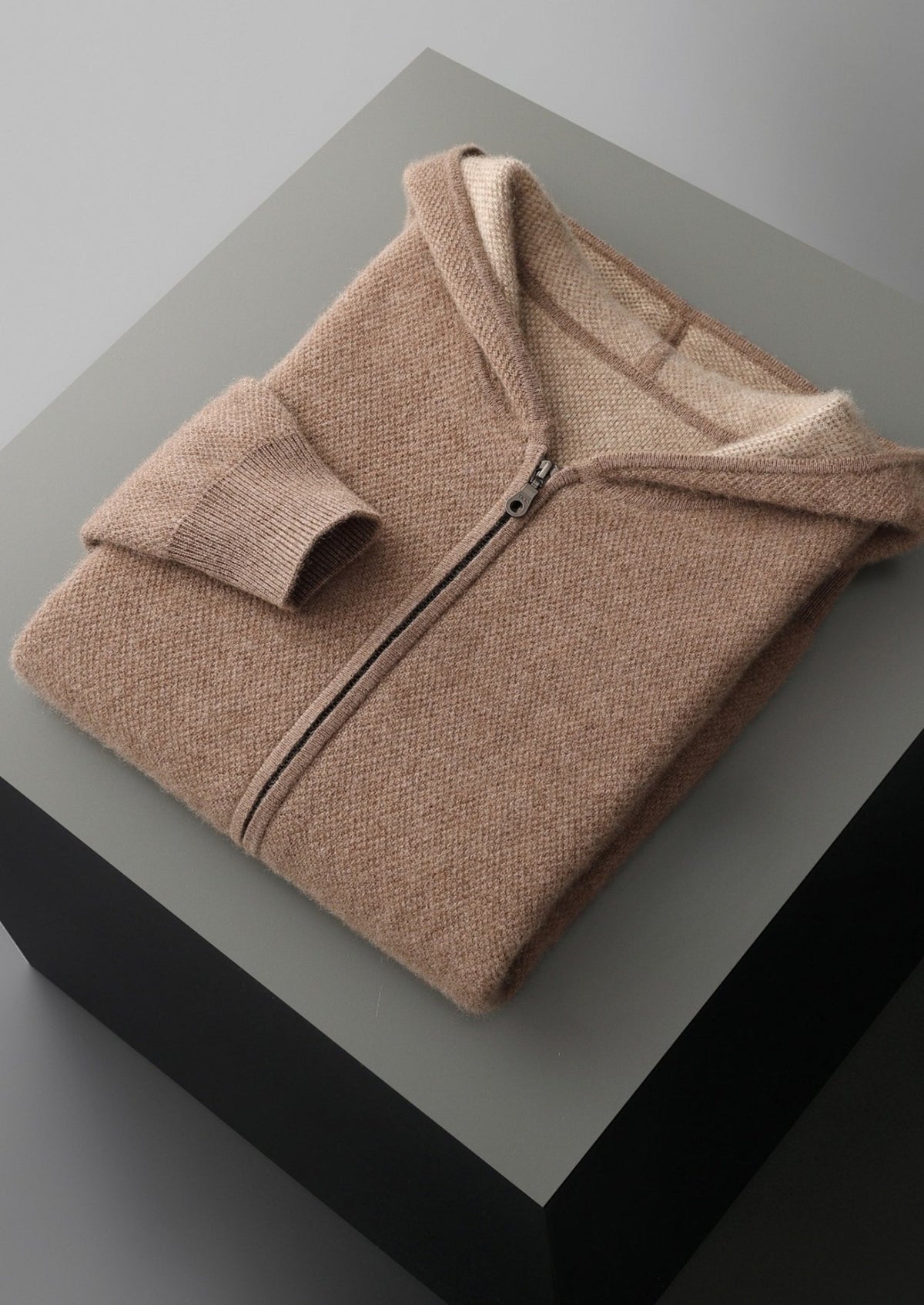 Men's Merino Wool Jacquard Full-Zip Hoodie