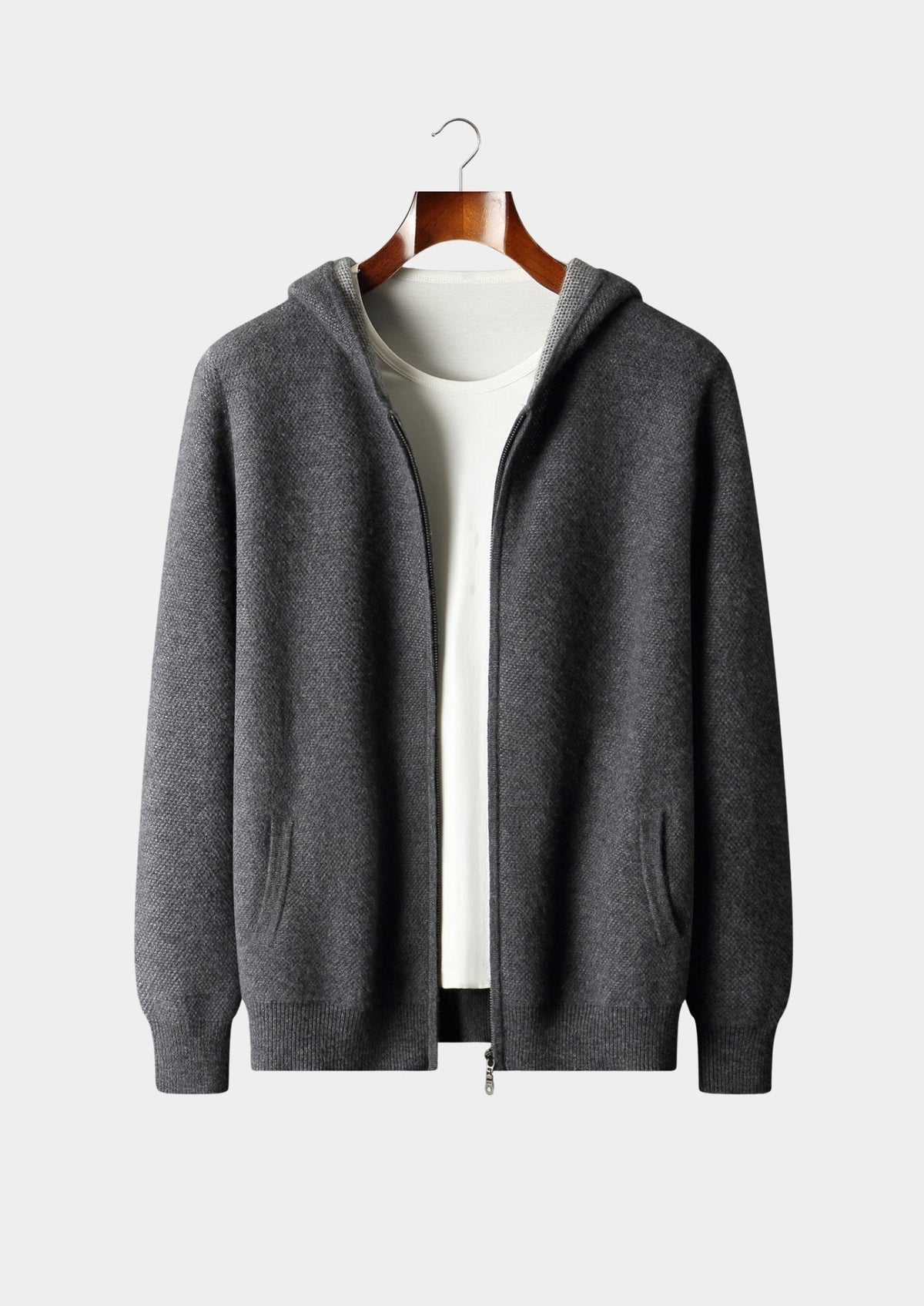 Men's Merino Wool Jacquard Full-Zip Hoodie