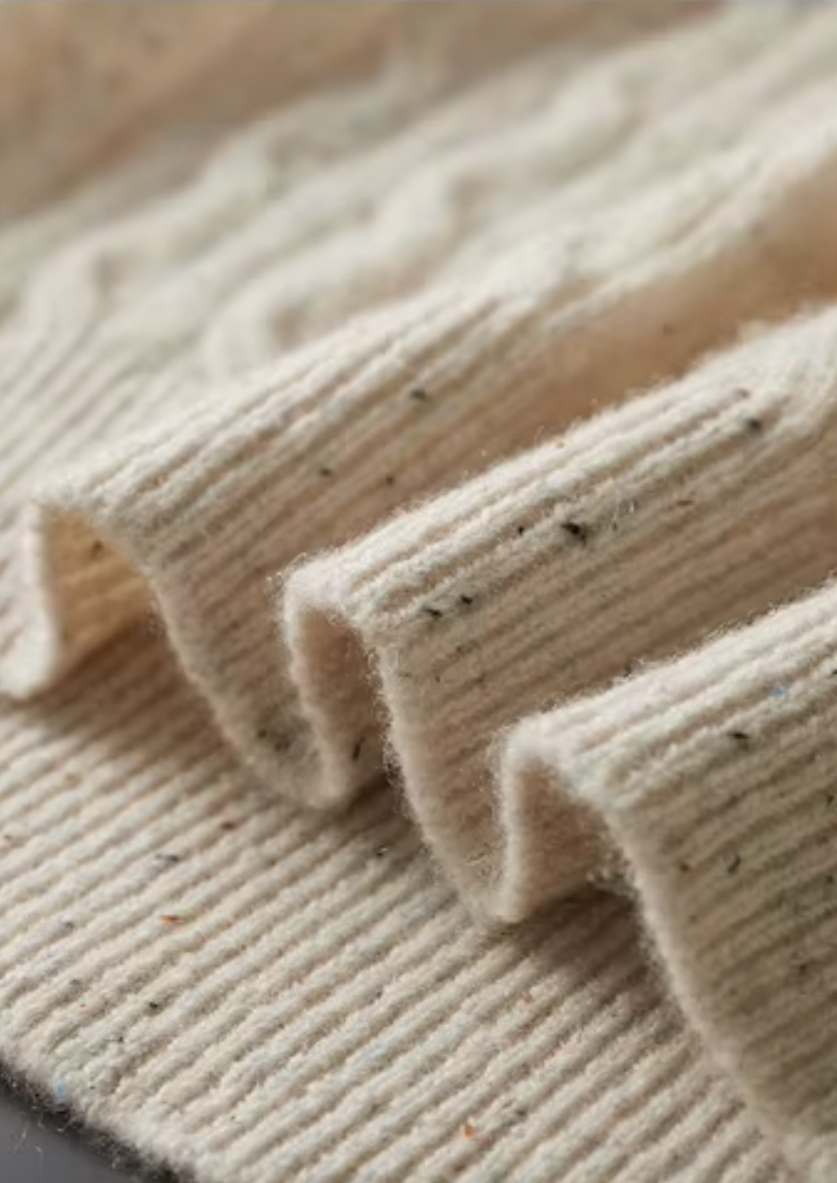 Men's Merino Wool Nepped Cable Knit Crewneck Sweater