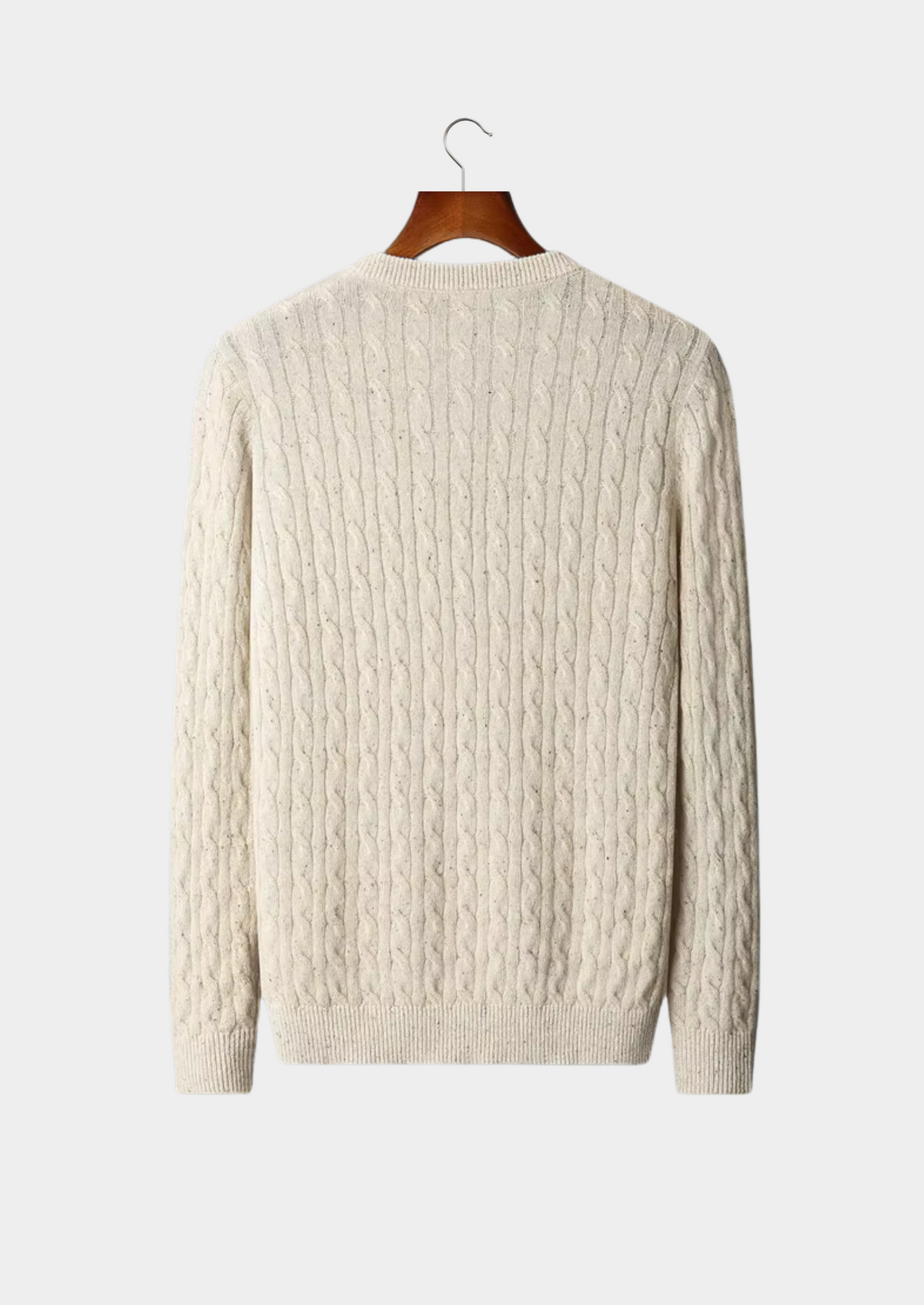 Men's Merino Wool Nepped Cable Knit Crewneck Sweater