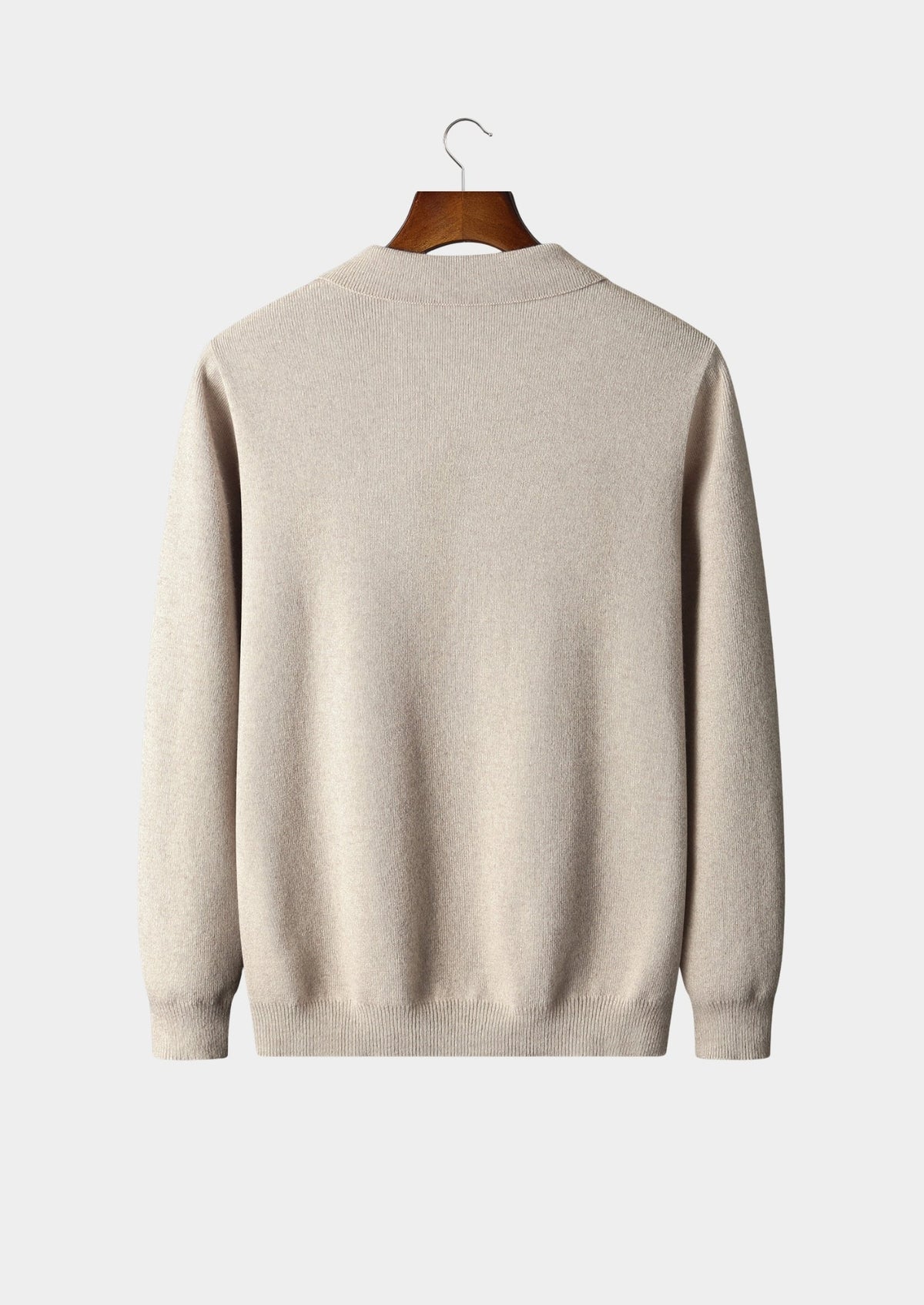 Men's Merino Wool Polo Collar Full-Zip Cardigan with Patch Pockets