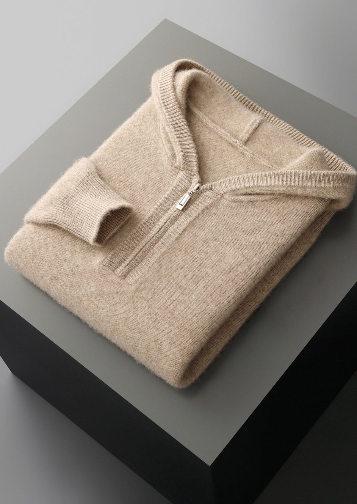 Men's Merino Wool Quarter-Zip Pullover Hoodie