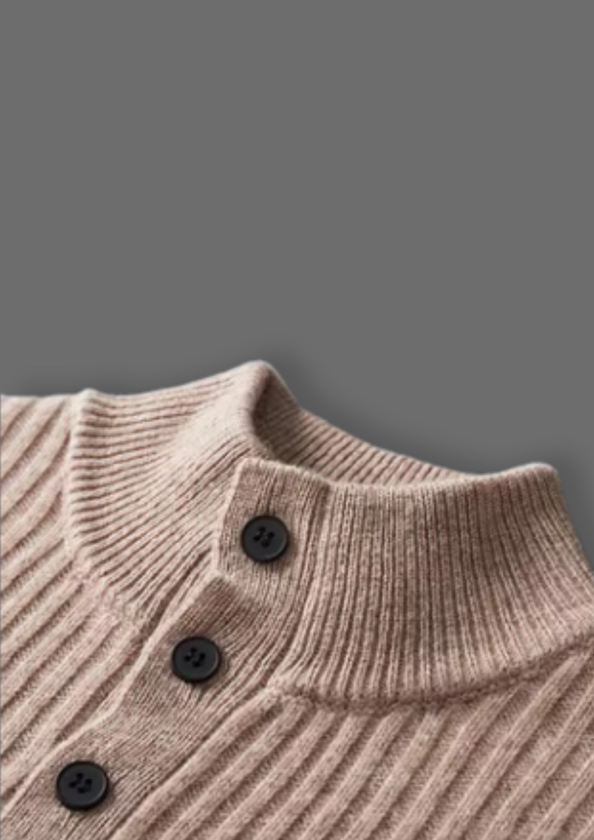 Men's Merino Wool Ribbed Henley Sweater with Button Neck