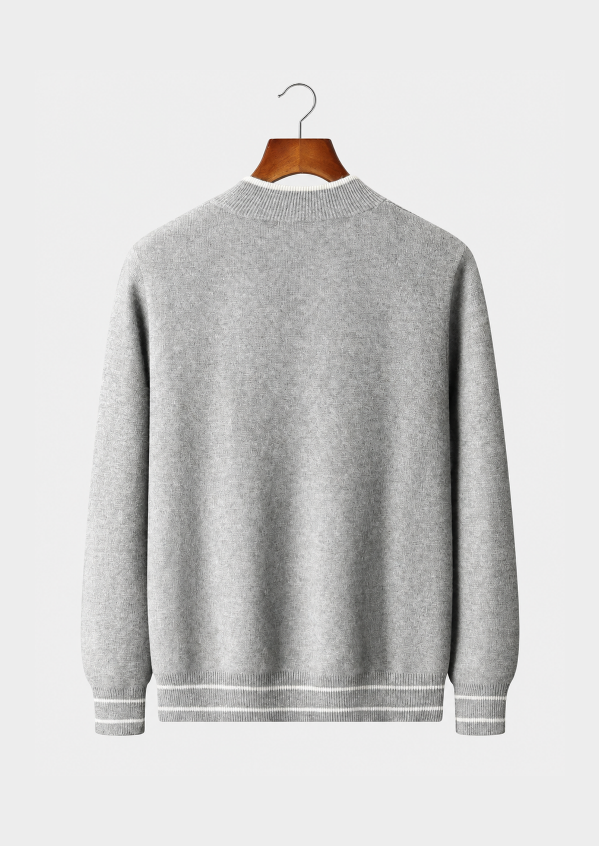 Men's Merino Wool Round-Neck Zip-Up Cardigan