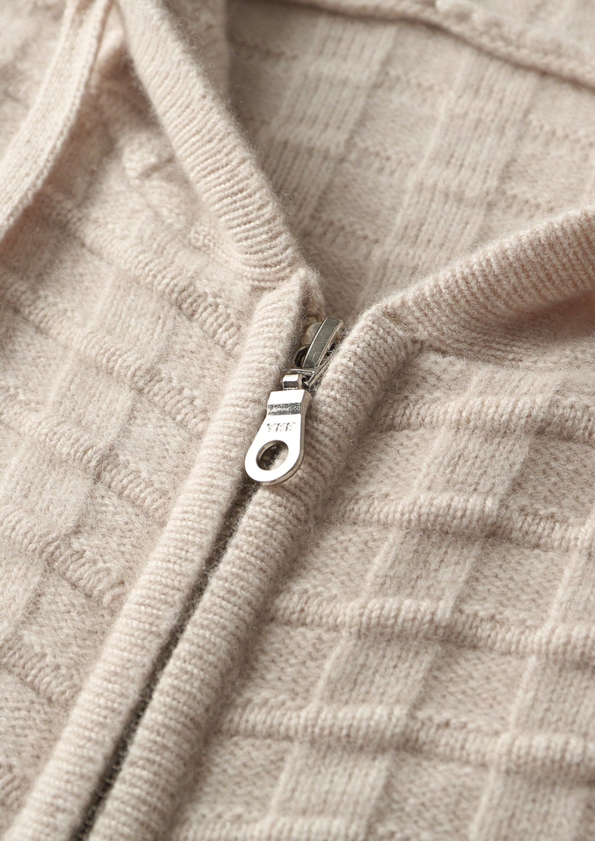 Men's Merino Wool Textured Full-Zip Hoodie Cardigan with Drawcord