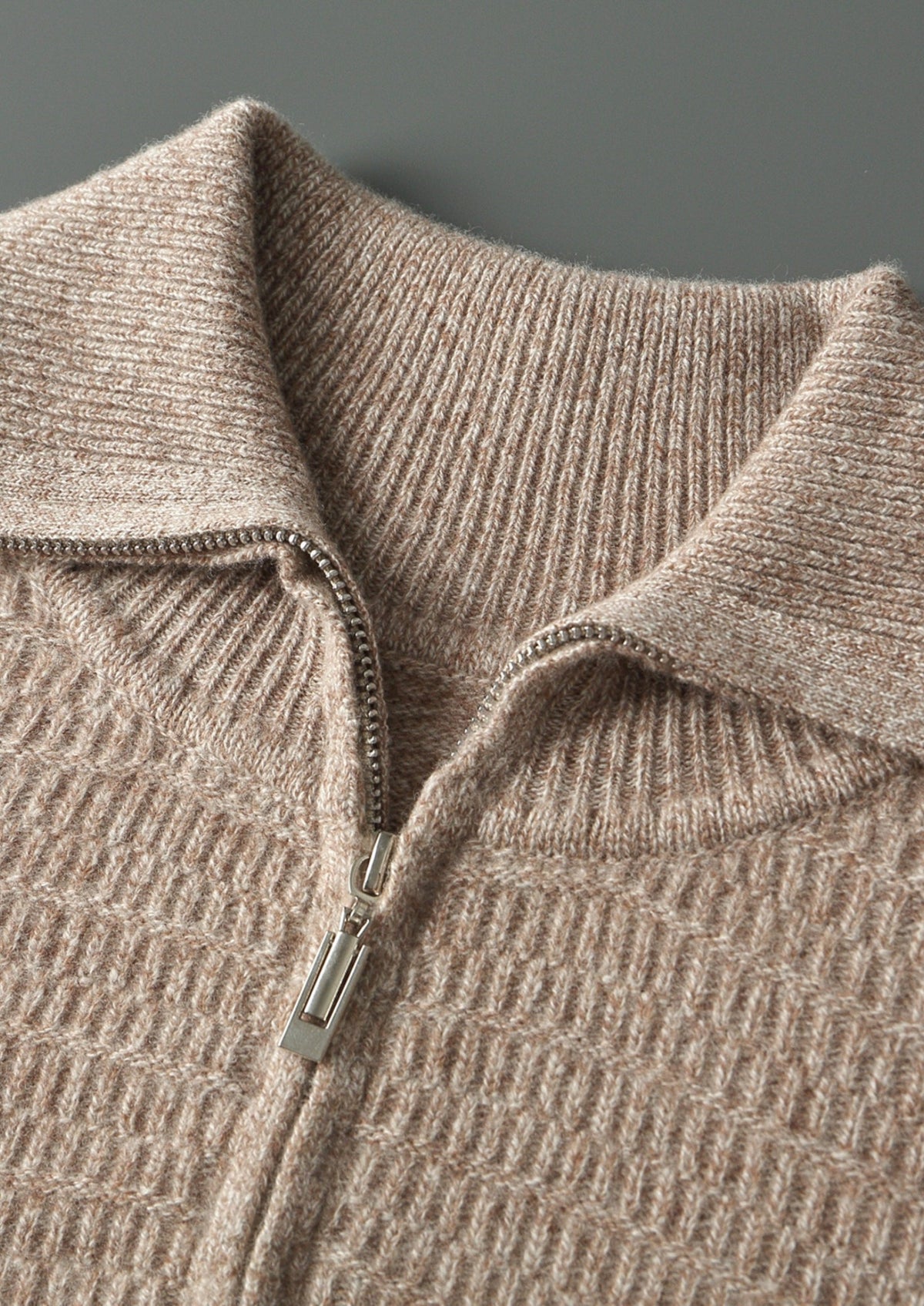 Men's Merino Wool Textured Funnel Neck Quarter-Zip Sweater