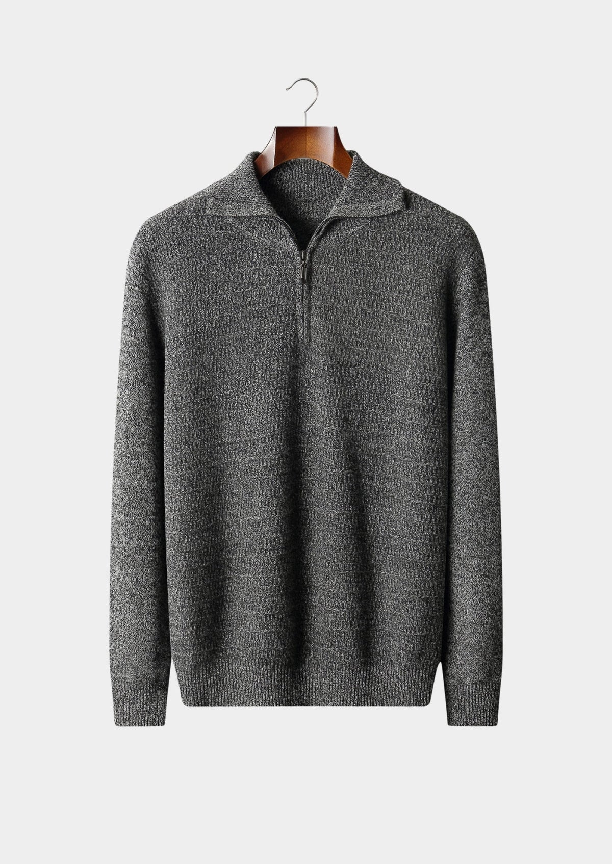 Men's Merino Wool Textured Funnel Neck Quarter-Zip Sweater
