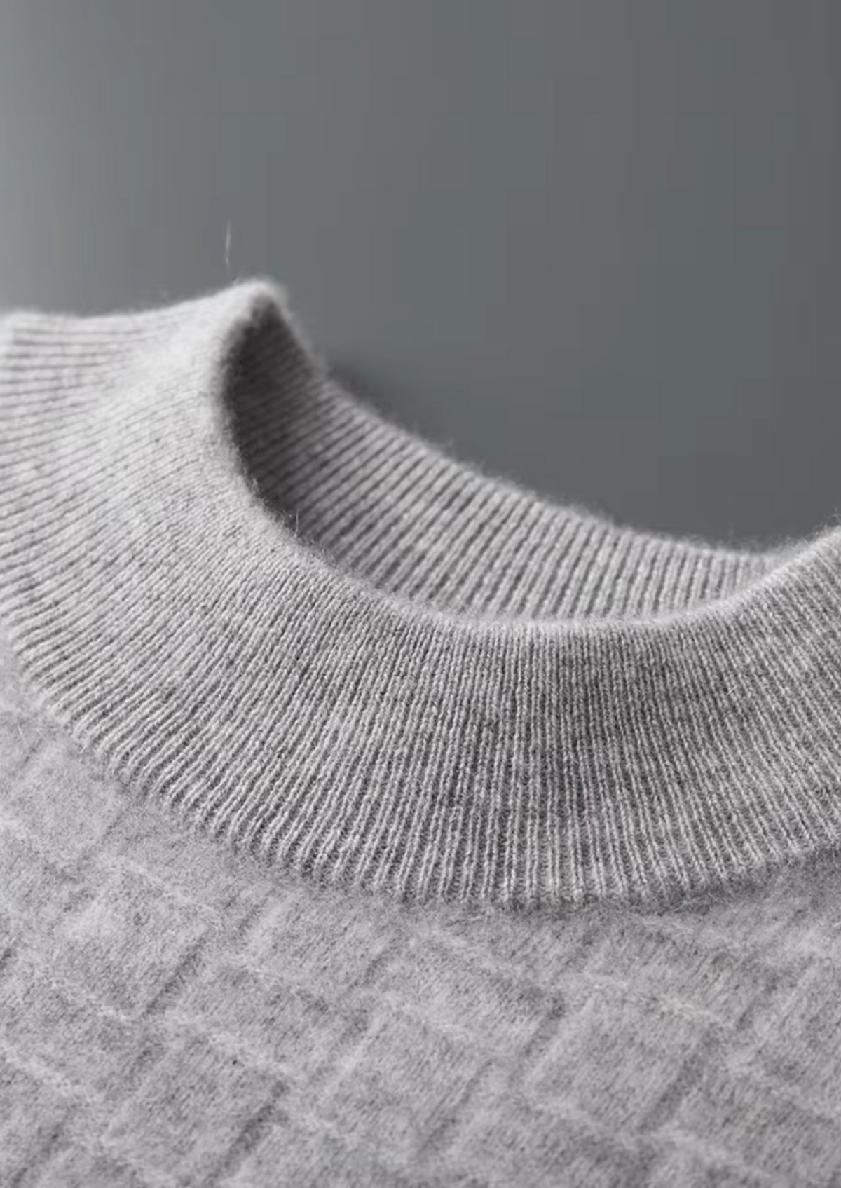Men's Merino Wool Textured Mock Neck Pullover Sweater