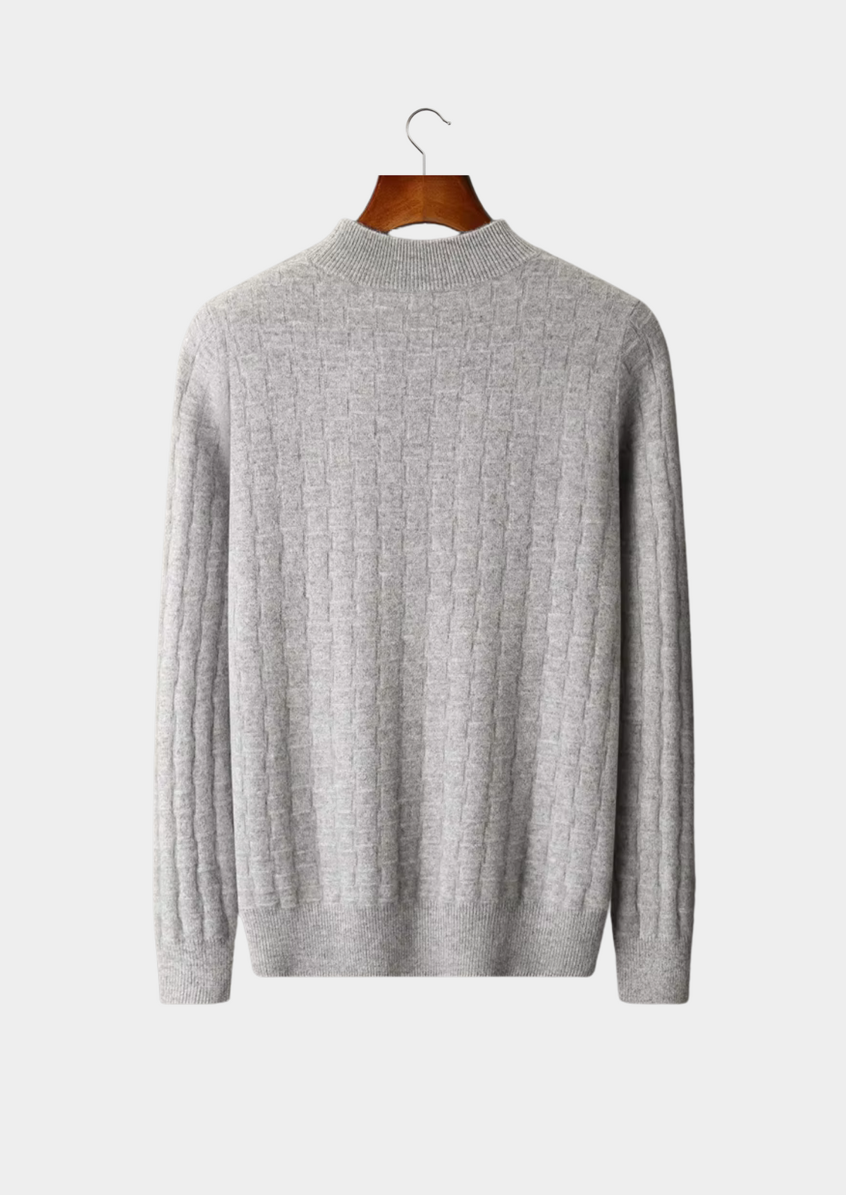 Men's Merino Wool Textured Mock Neck Pullover Sweater